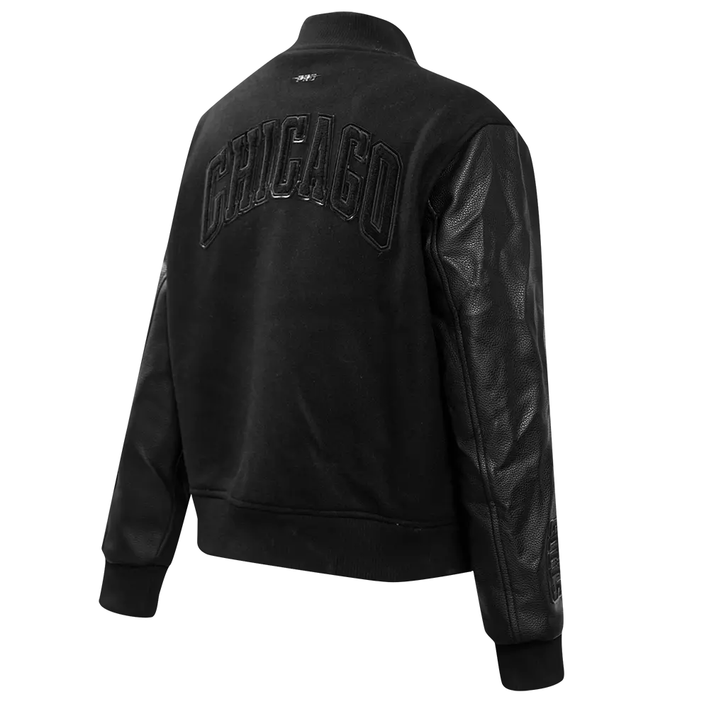 Pro Standard Women's Chicago Bulls Triple Black Wool Varsity Jacket - BLACK