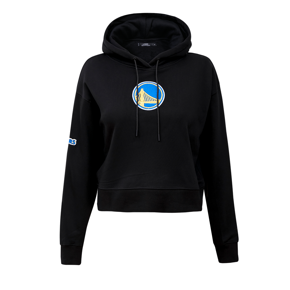 Pro Standard Women's Golden State Warriors Classic Fleece Cropped PO Hoodie - Black - BLACK Thumbnail View 1