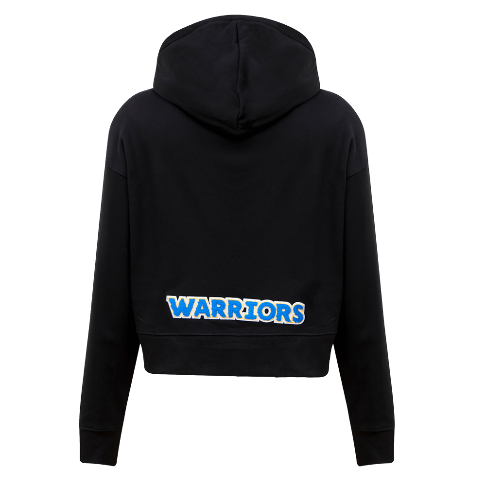 Pro Standard Women's Golden State Warriors Classic Fleece Cropped PO Hoodie - Black - BLACK Thumbnail View 2