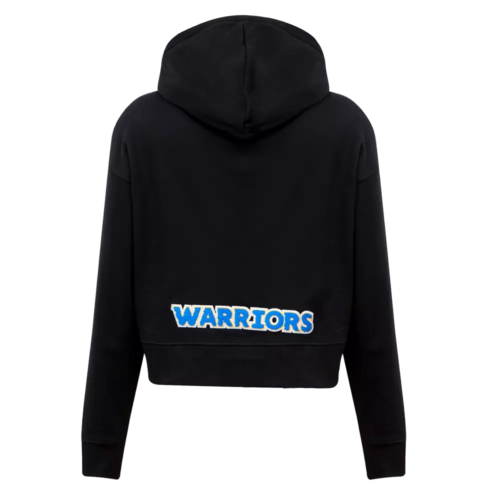 Pro Standard Women's Golden State Warriors Classic Fleece Cropped PO Hoodie -Black - BLACK