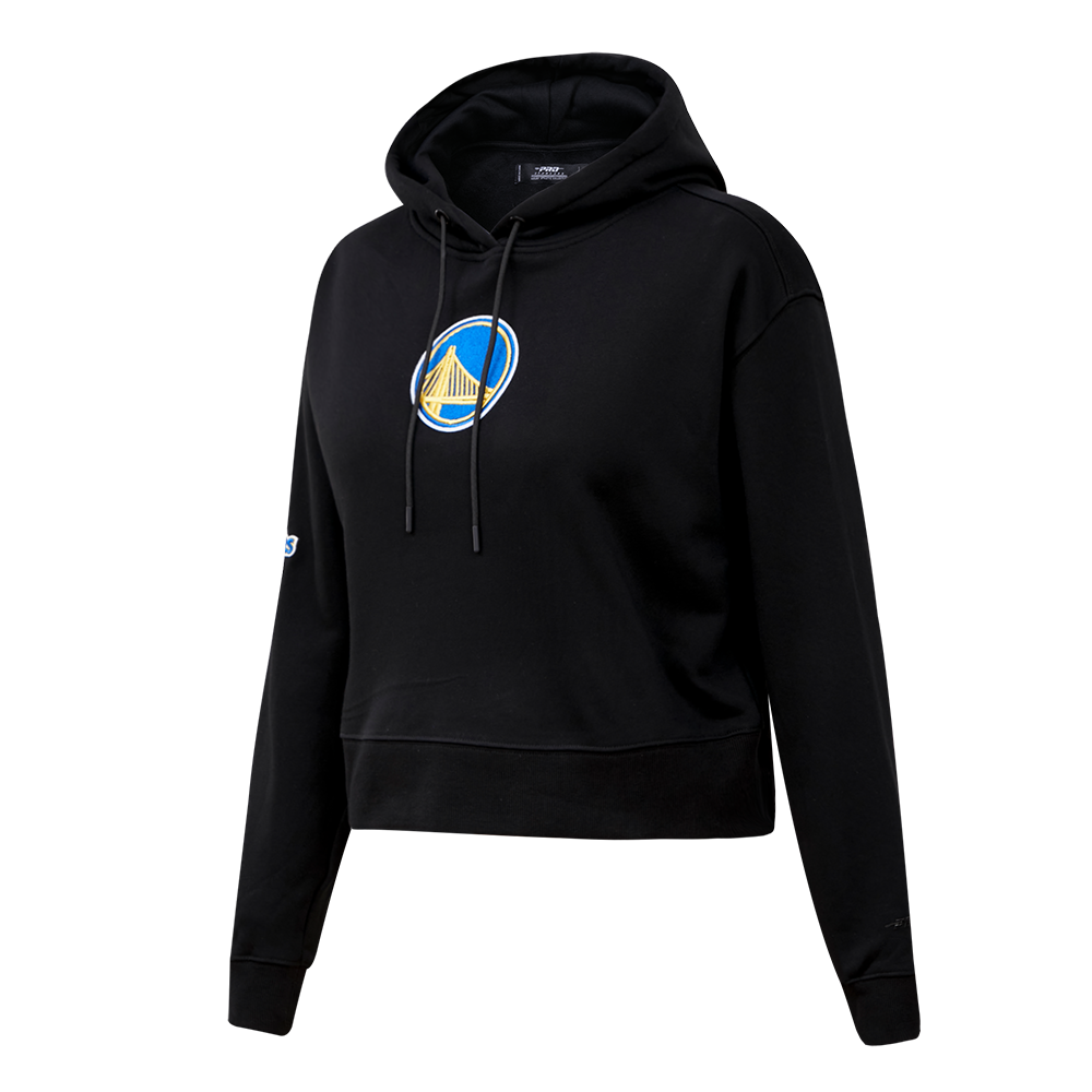 Pro Standard Women's Golden State Warriors Classic Fleece Cropped PO Hoodie - Black - BLACK Thumbnail View 3