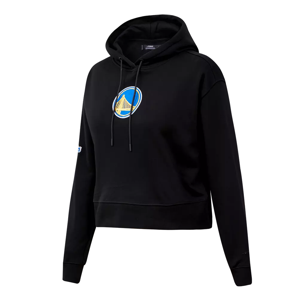 Pro Standard Women's Golden State Warriors Classic Fleece Cropped PO Hoodie - Black - BLACK