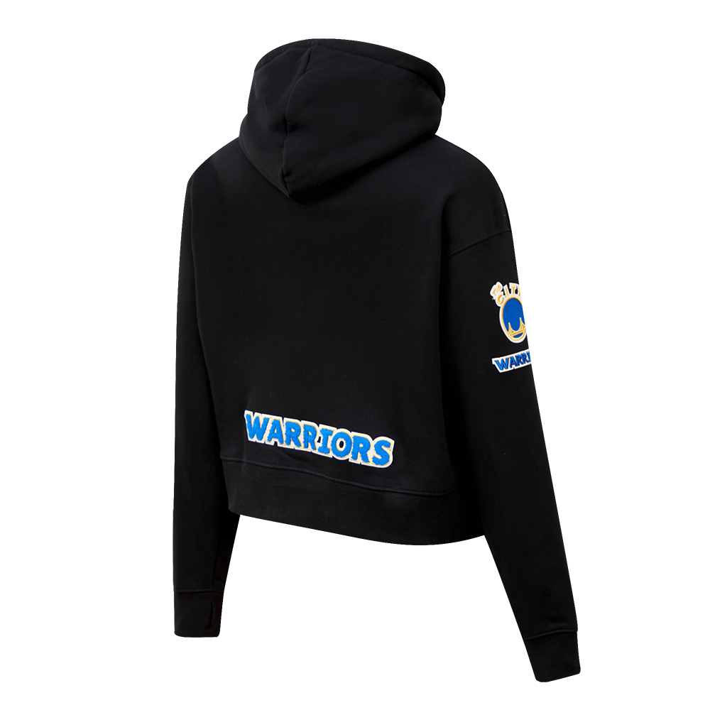 Pro Standard Women's Golden State Warriors Classic Fleece Cropped PO Hoodie - Black - BLACK Thumbnail View 4