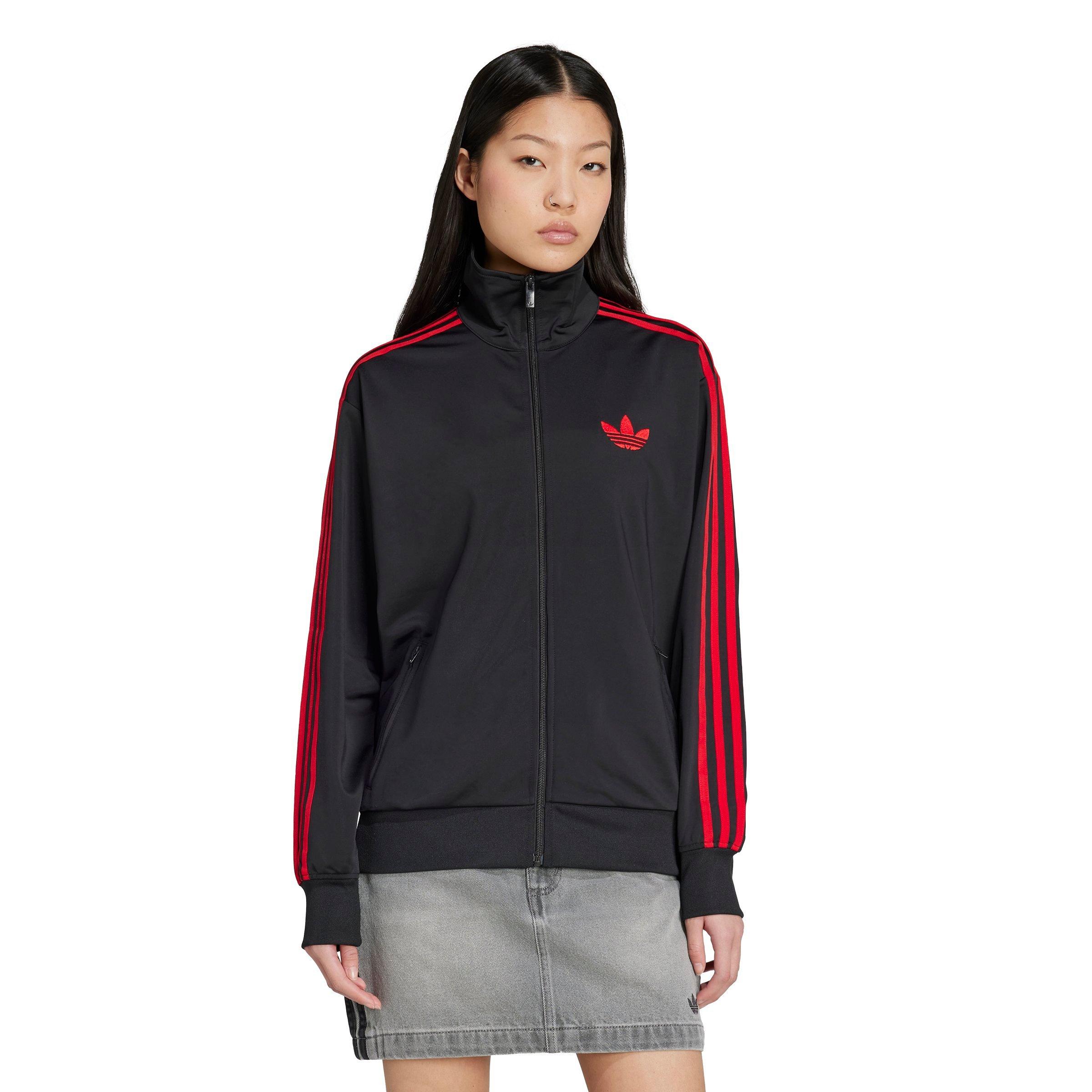 adidas Originals Women's Adicolor Classic Firebird Loose Track Top - Black/Red - BLACK/RED Thumbnail View 1