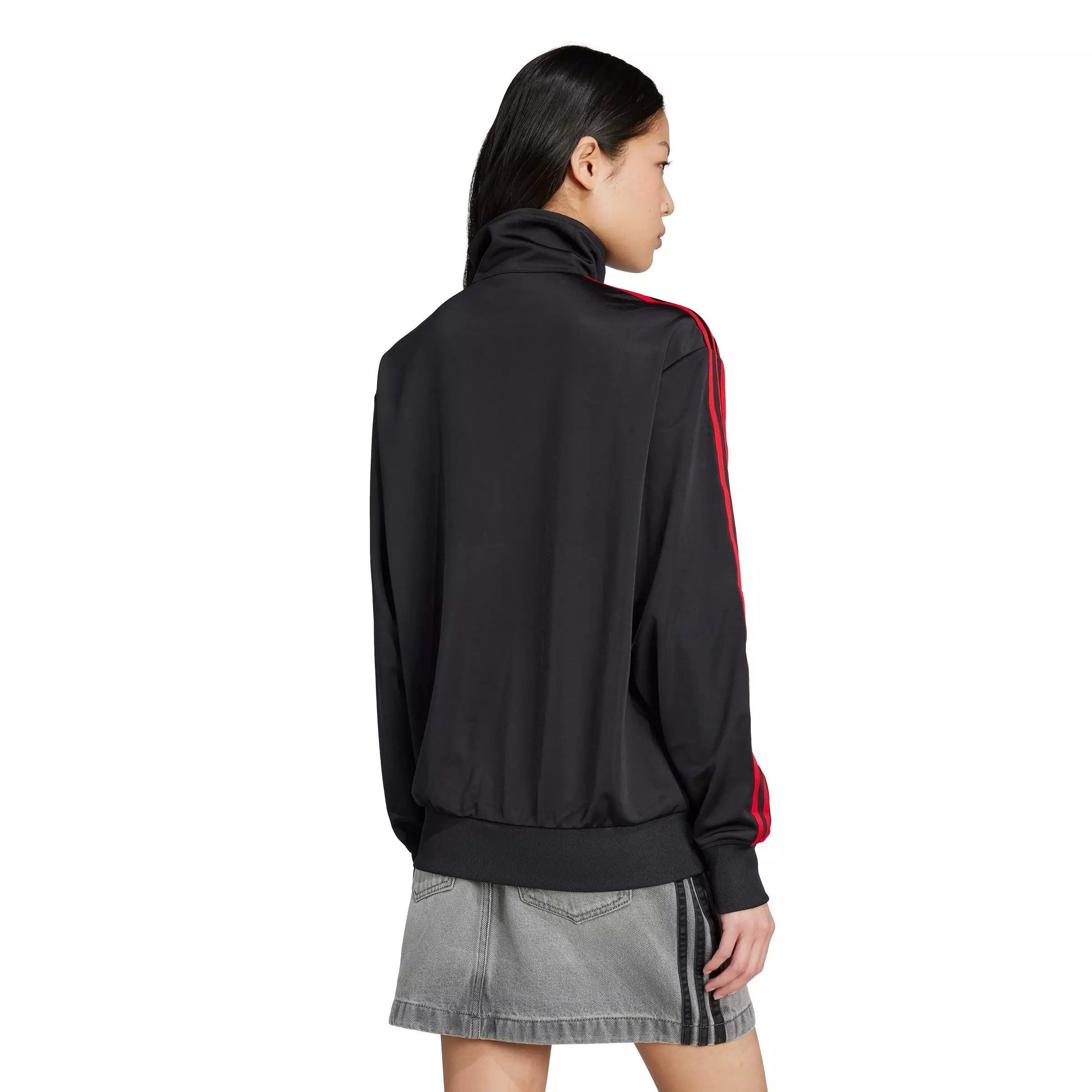 adidas Originals Women's Adicolor Classic Firebird Loose Track Top -Black/Red - BLACK/RED