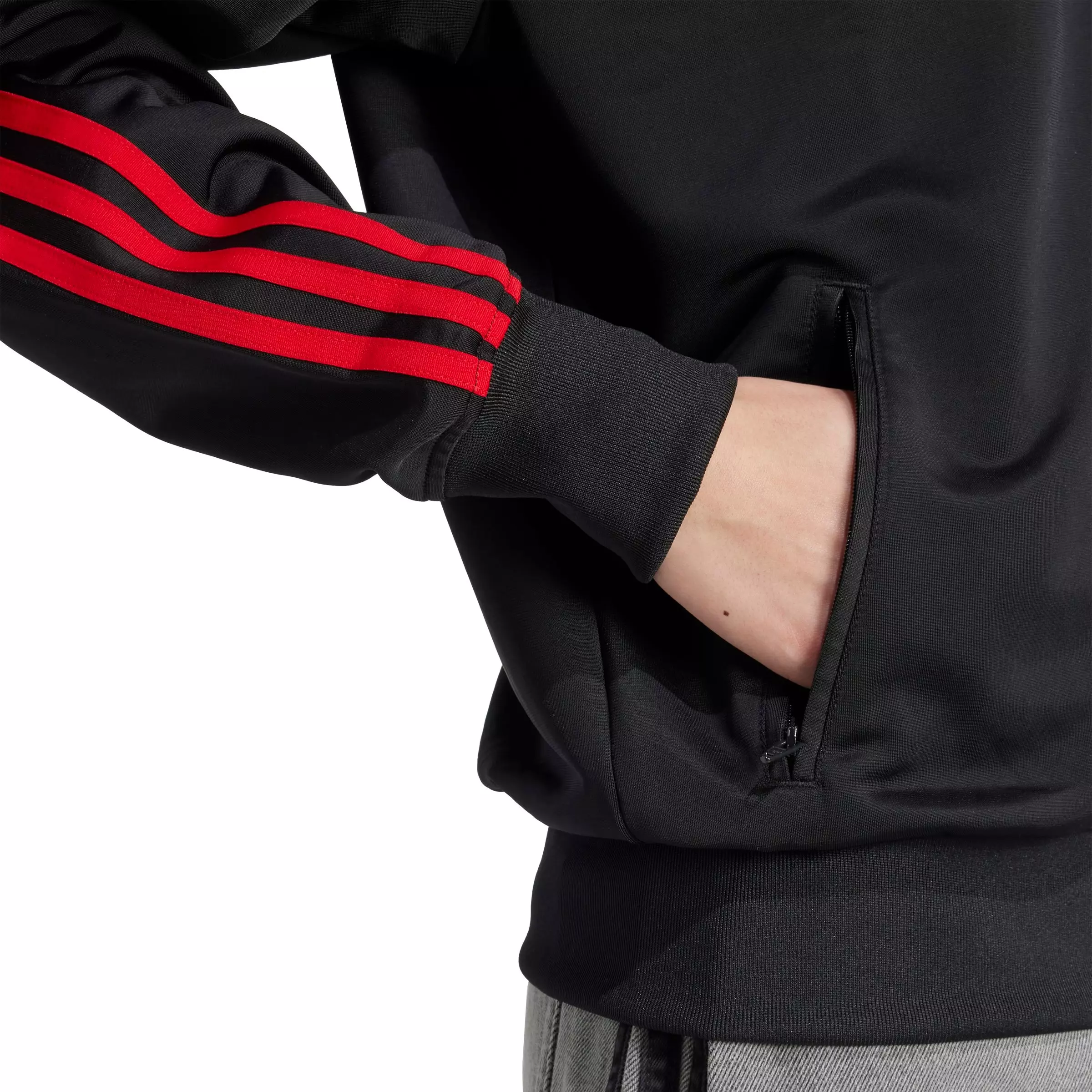 adidas Originals Women's Adicolor Classic Firebird Loose Track Top - Black/Red - BLACK/RED