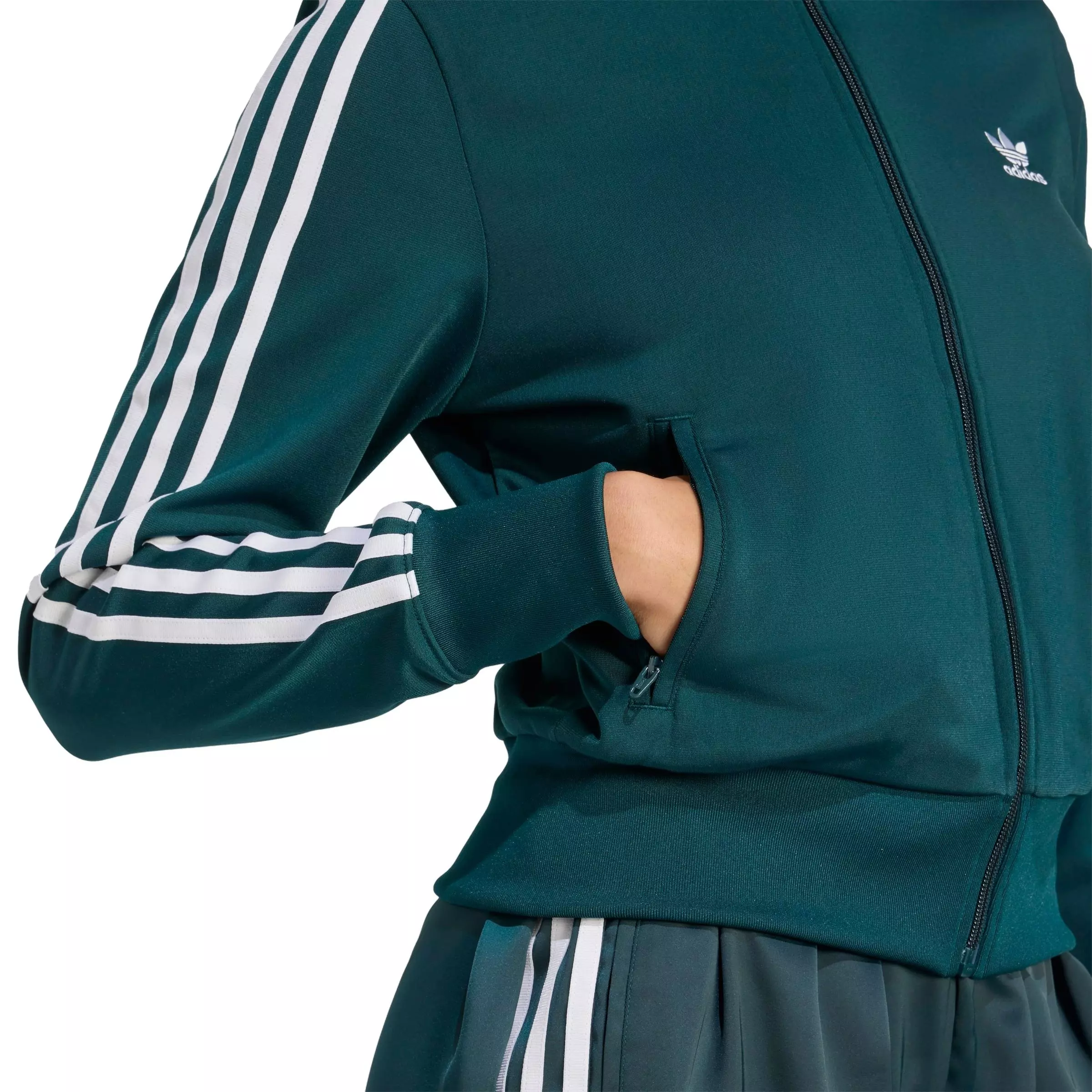 adidas Originals Women's Adicolor Classics Firebird Track Top -Green/White - GREEN/WHITE