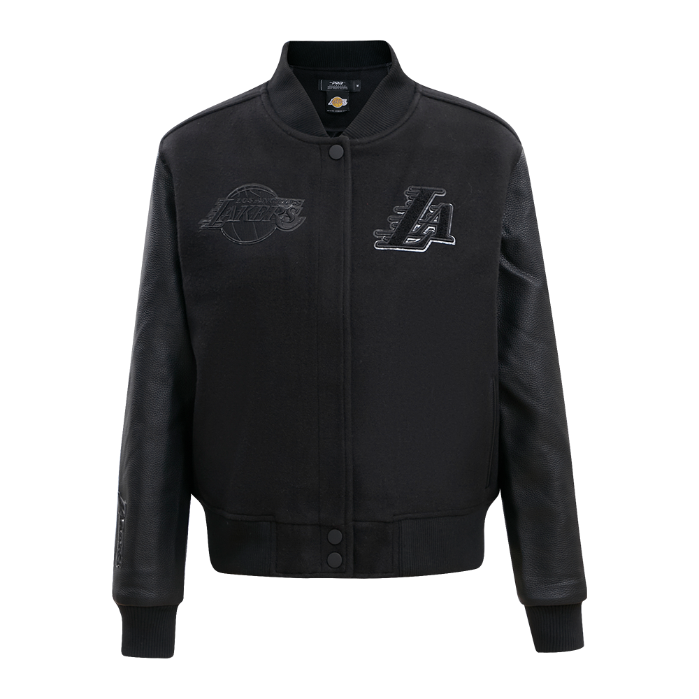 Pro Standard Women's Los Angeles Lakers Triple Black Wool Varsity Jacket - BLACK Thumbnail View 1
