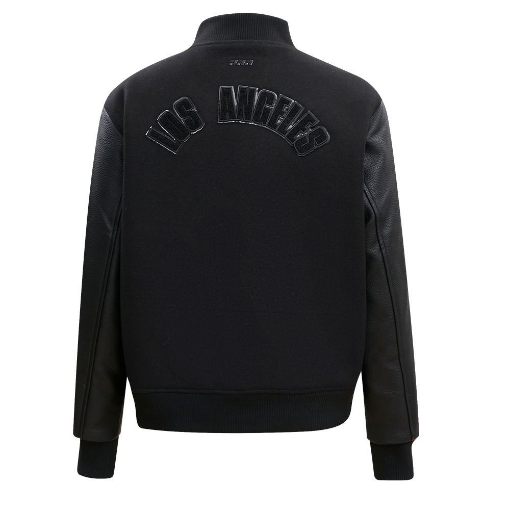 Pro Standard Women's Los Angeles Lakers Triple Black Wool Varsity Jacket - BLACK Thumbnail View 2