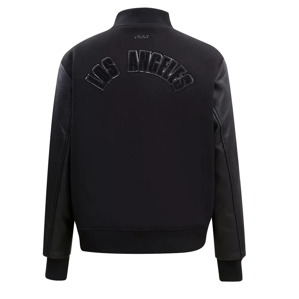 Pro Standard Women's Los Angeles Lakers Triple Black Wool Varsity Jacket - BLACK
