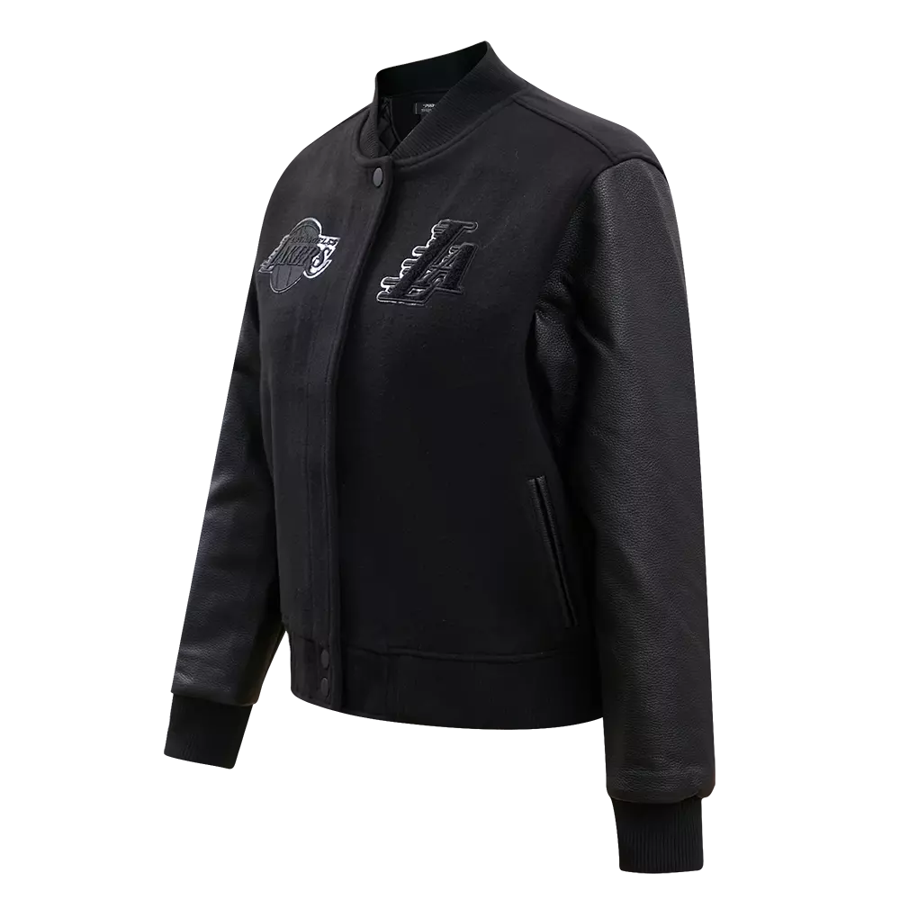 Pro Standard Women's Los Angeles Lakers Triple Black Wool Varsity Jacket - BLACK