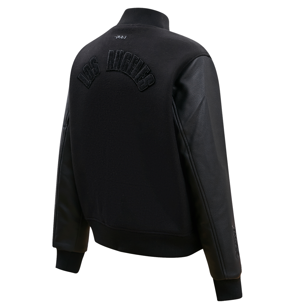 Pro Standard Women's Los Angeles Lakers Triple Black Wool Varsity Jacket - BLACK Thumbnail View 4