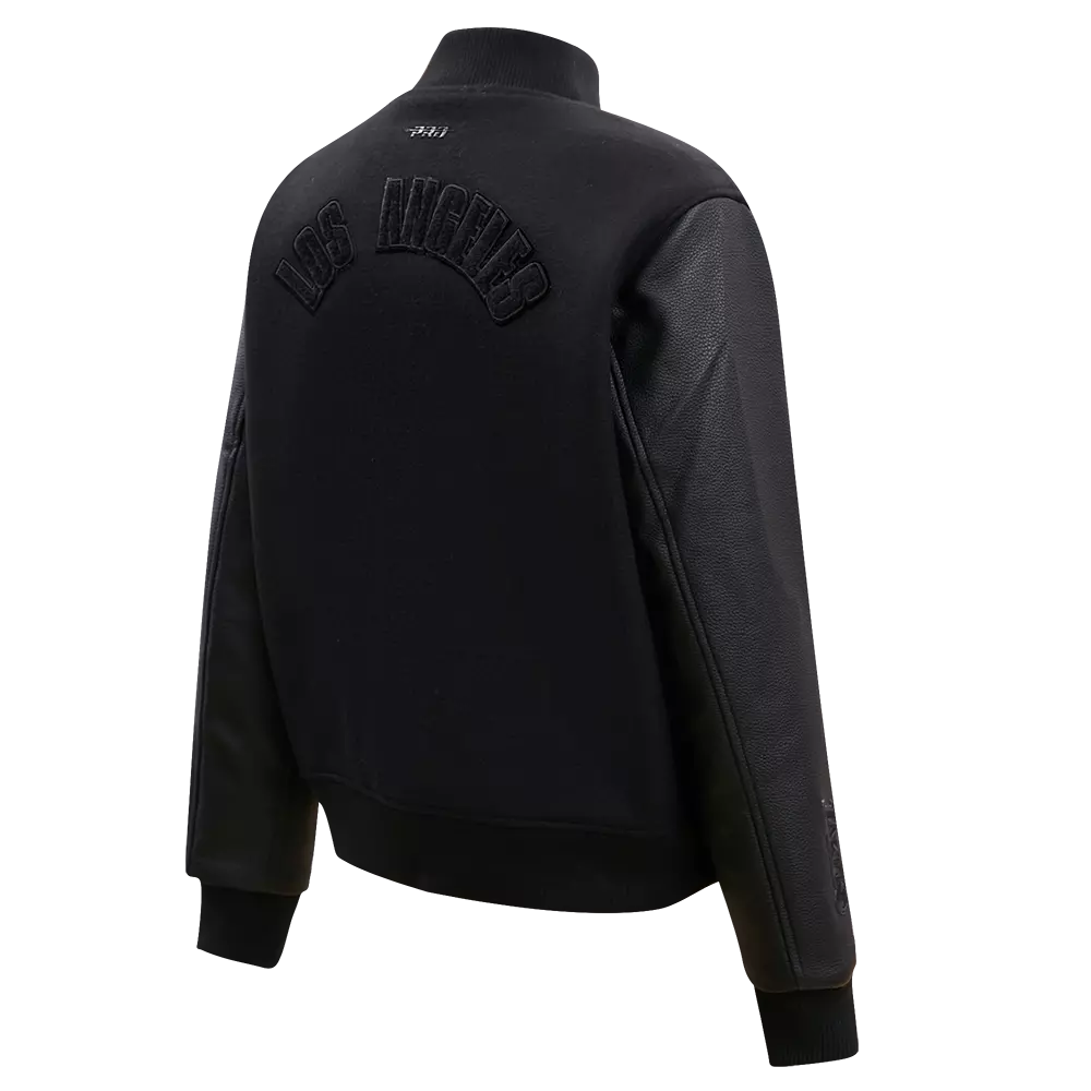 Pro Standard Women's Los Angeles Lakers Triple Black Wool Varsity Jacket - BLACK