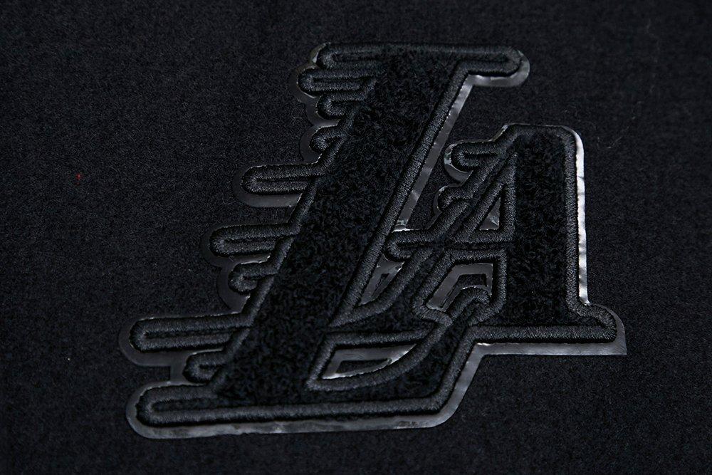 Pro Standard Women's Los Angeles Lakers Triple Black Wool Varsity Jacket - BLACK Thumbnail View 6