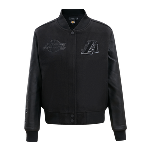 Pro Standard Women's Los Angeles Lakers Triple Black Wool Varsity Jacket