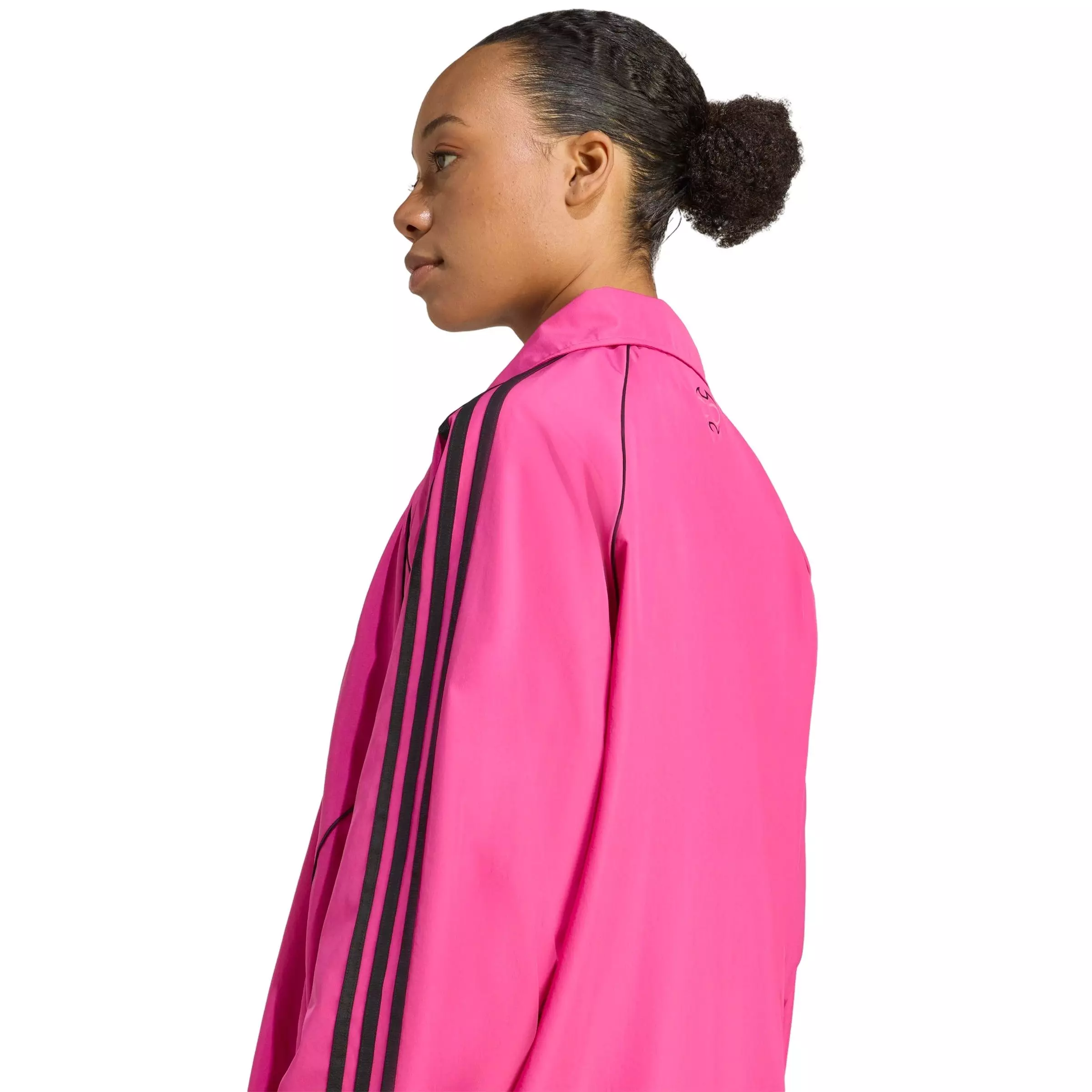adidas Women's Teamgeist Adicolor Oversized Woven Track Top -Pink/Black - PINK/BLACK