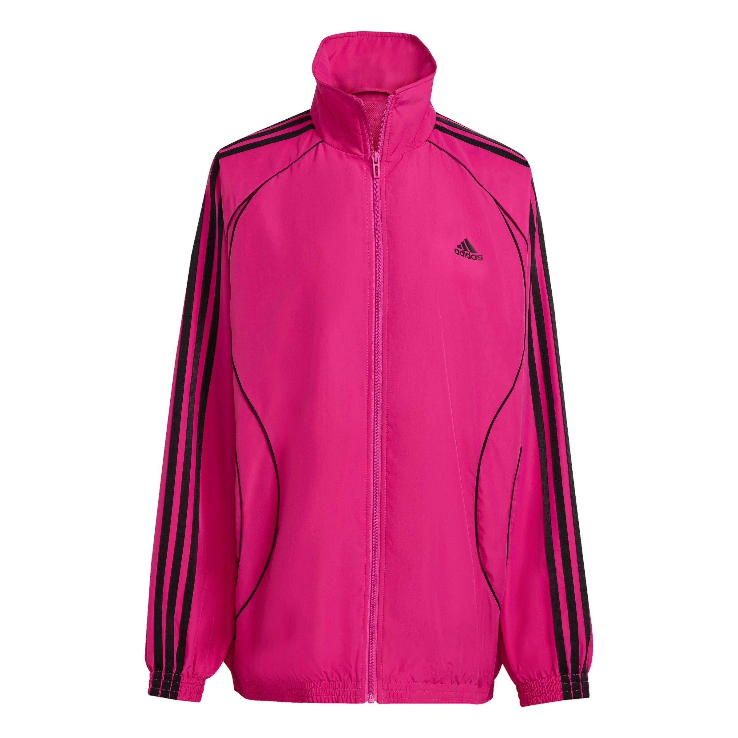 adidas Women's Teamgeist Adicolor Oversized Woven Track Top -Pink/Black - PINK/BLACK Thumbnail View 6
