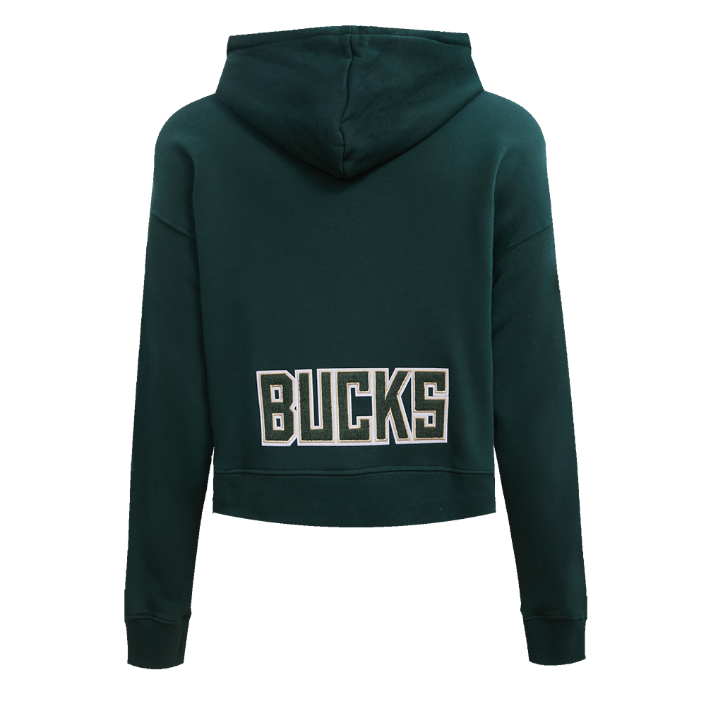 Pro Standard Women's Milwaukee Bucks Classic Fleece Cropped PO Hoodie -Forest Green - FOREST GREEN Thumbnail View 2