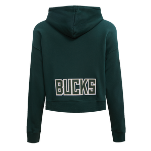 Pro Standard Women's Milwaukee Bucks Classic Fleece Cropped PO Hoodie -Forest Green