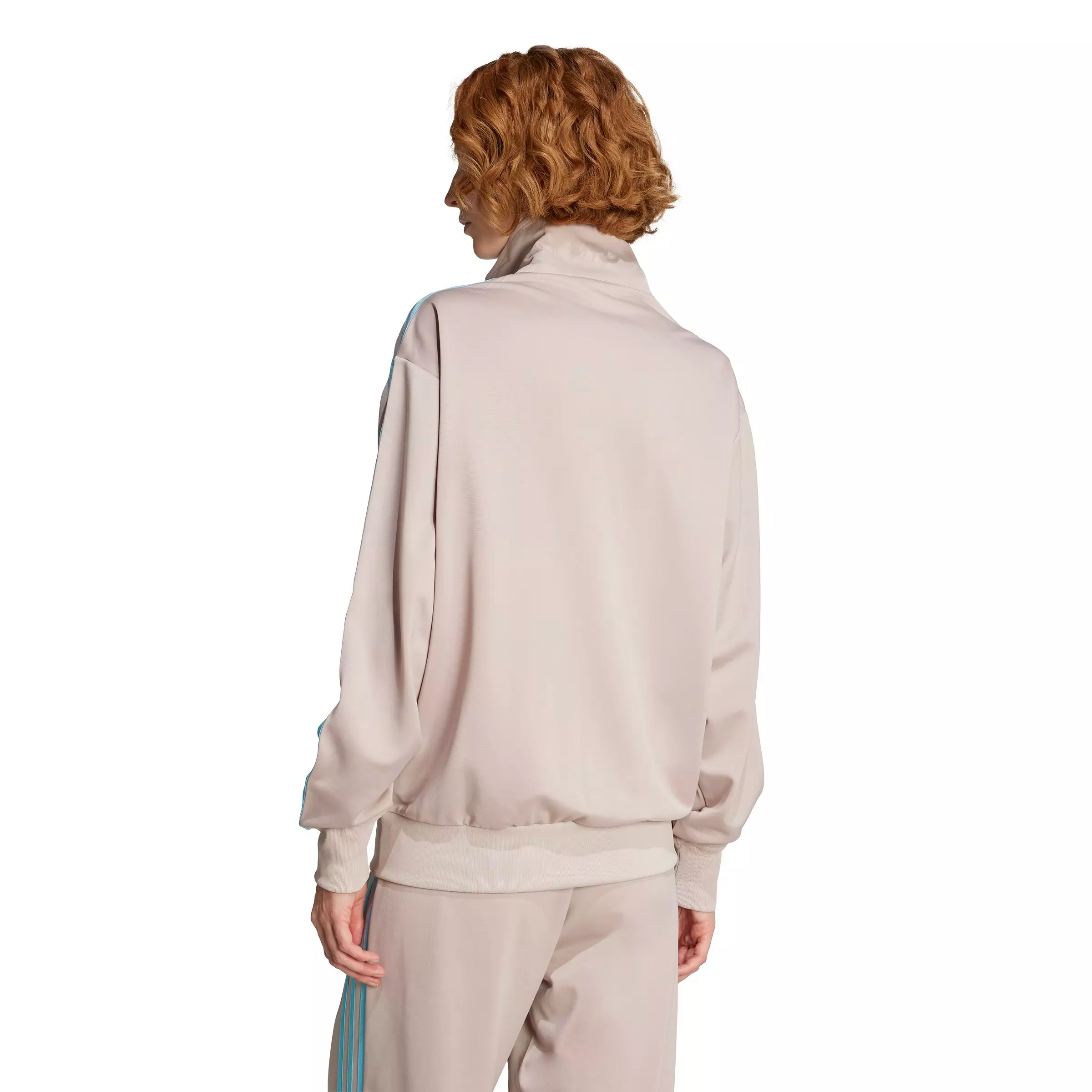 adidas Originals Women's Adicolor Classic Firebird Loose Track Top -Beige/Blue - BEIGE/BLUE