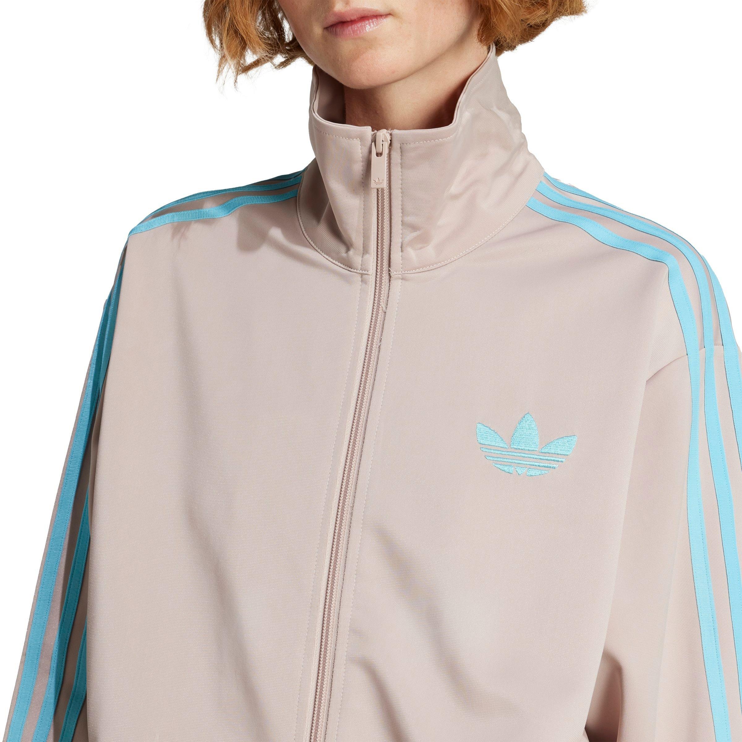 adidas Originals Women's Adicolor Classic Firebird Loose Track Top -Beige/Blue - BEIGE/BLUE Thumbnail View 3