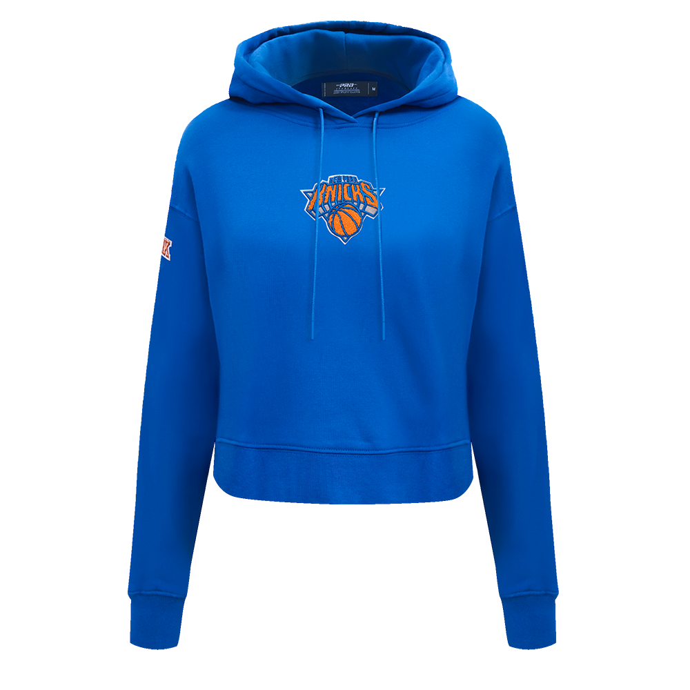Pro Standard Women's New York Knicks Classic Fleece Cropped PO Hoodie -Royal Blue - ROYAL BLUE Thumbnail View 1