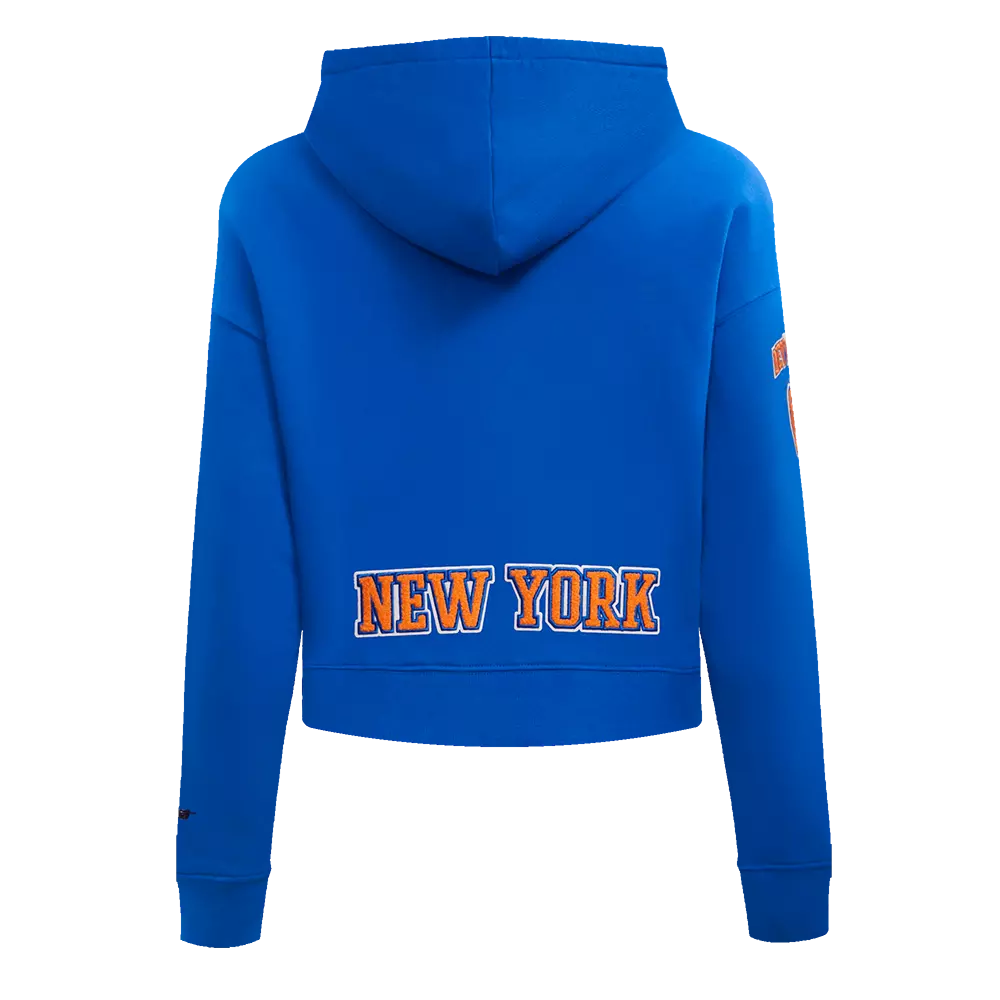 Pro Standard Women's New York Knicks Classic Fleece Cropped PO Hoodie - Royal Blue - ROYAL BLUE