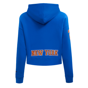 Pro Standard Women's New York Knicks Classic Fleece Cropped PO Hoodie -Royal Blue