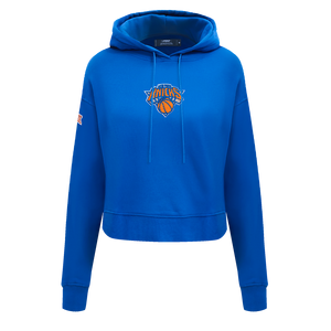 Pro Standard Women's New York Knicks Classic Fleece Cropped PO Hoodie -Royal Blue