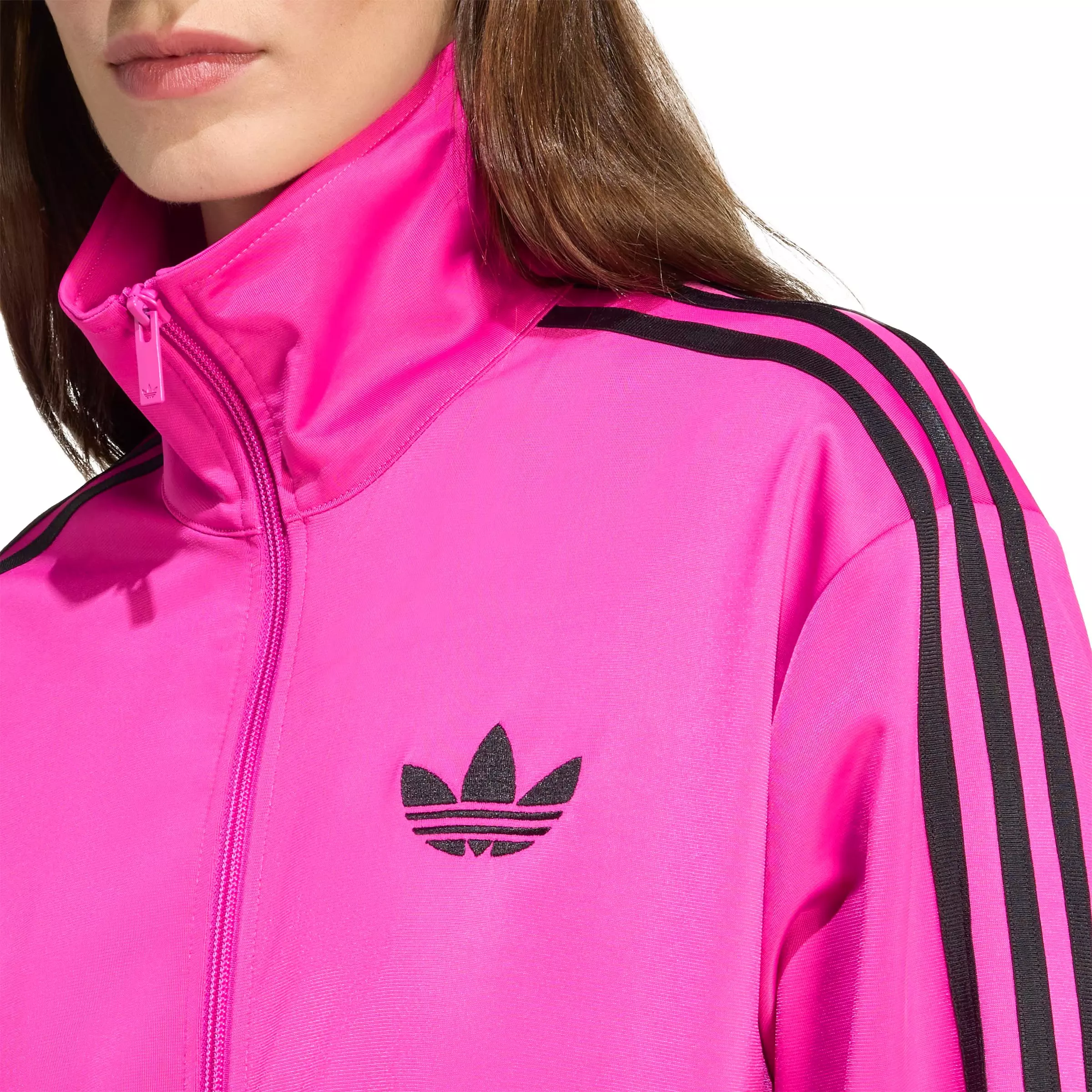 adidas Originals Women's Adicolor Classic Firebird Loose Track Top - Pink/Black - PINK/BLACK
