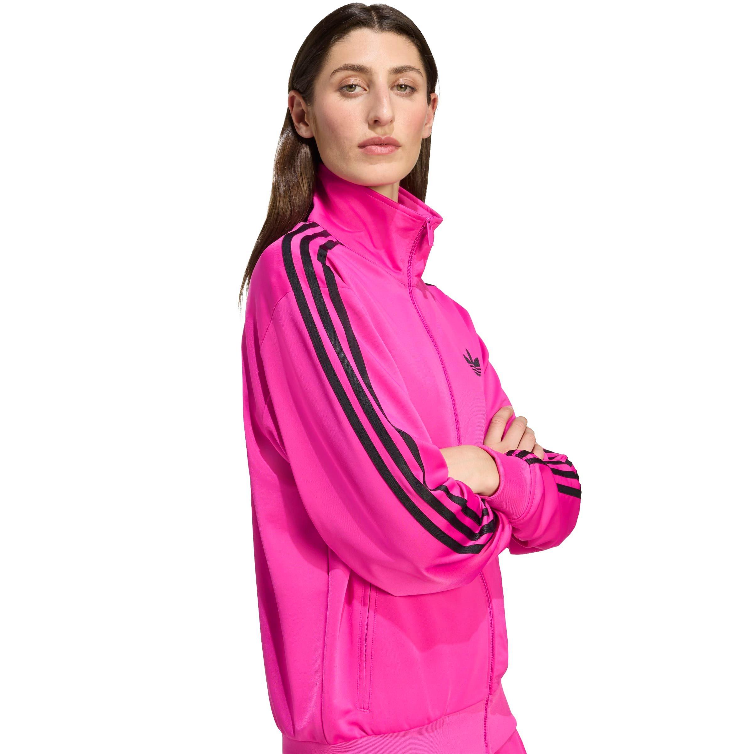 adidas Originals Women's Adicolor Classic Firebird Loose Track Top -Pink/Black - PINK/BLACK Thumbnail View 4