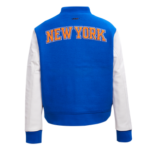 Pro Standard Women's New York Knicks Classic Wool Varsity Jacket -Royal/White