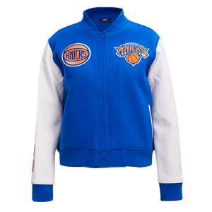 Pro Standard Women's New York Knicks Classic Wool Varsity Jacket -Royal/White