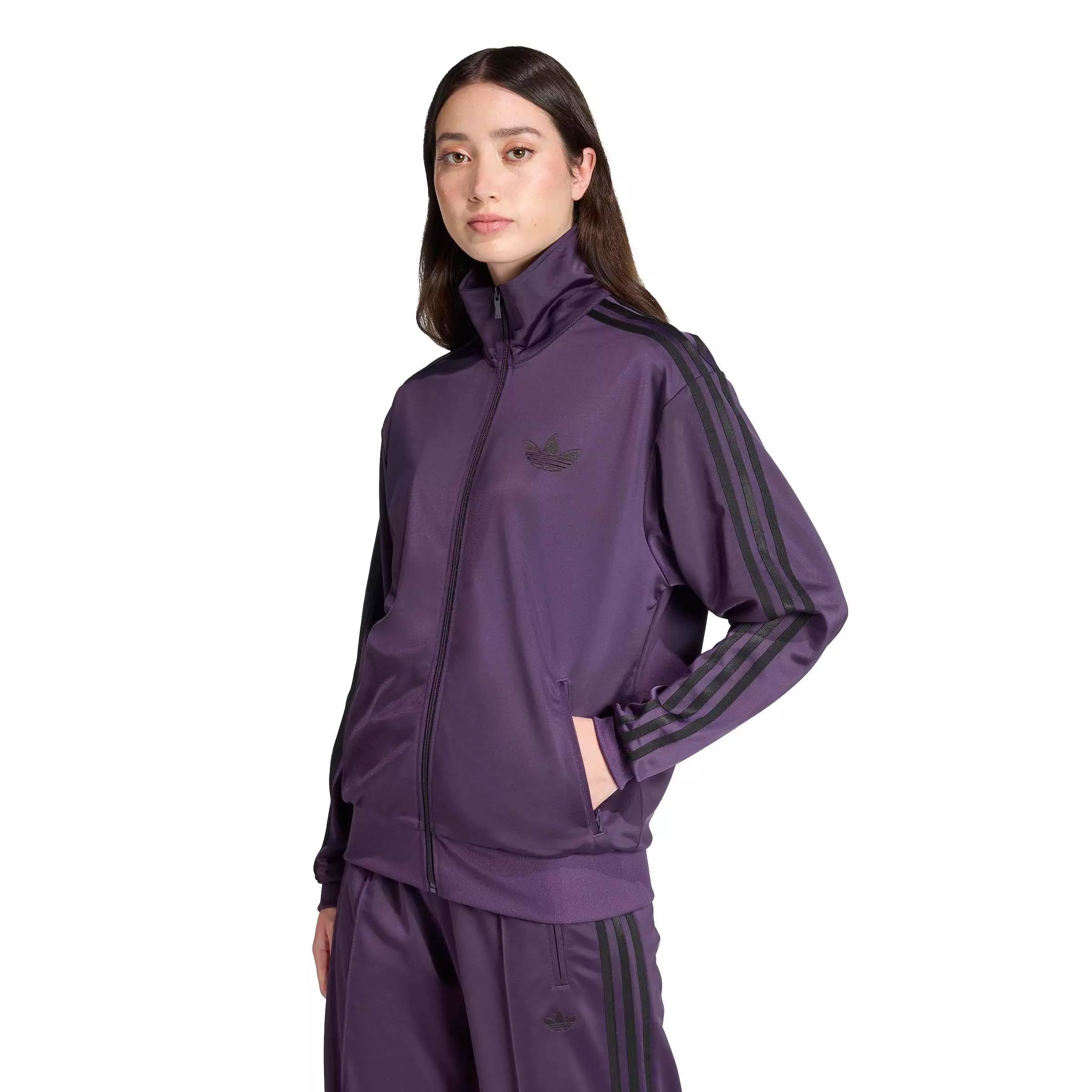 adidas Originals Women's Adicolor Classic Firebird Loose Track Top -Purple/Black - PURPLE/BLACK
