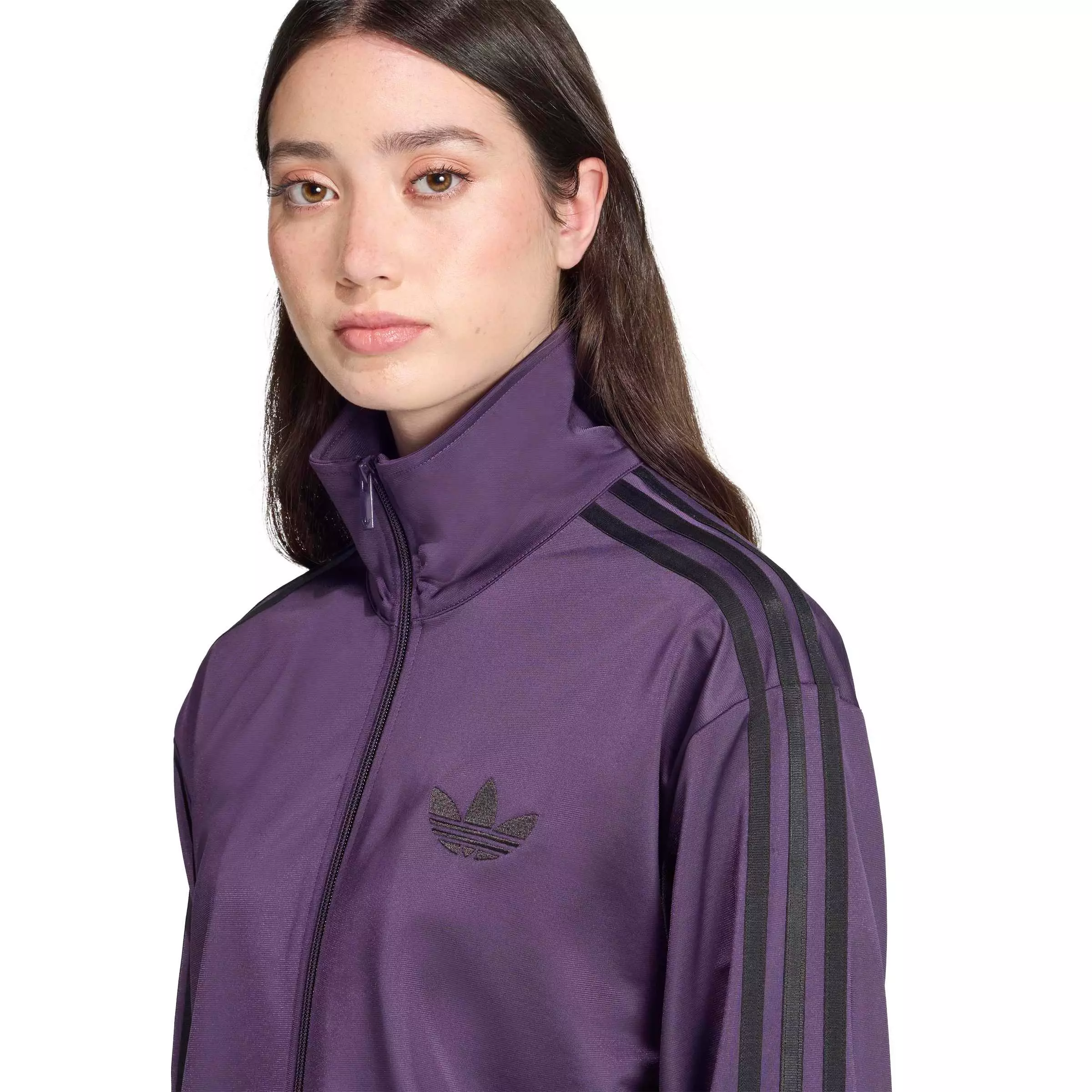 adidas Originals Women's Adicolor Classic Firebird Loose Track Top -Purple/Black - PURPLE/BLACK