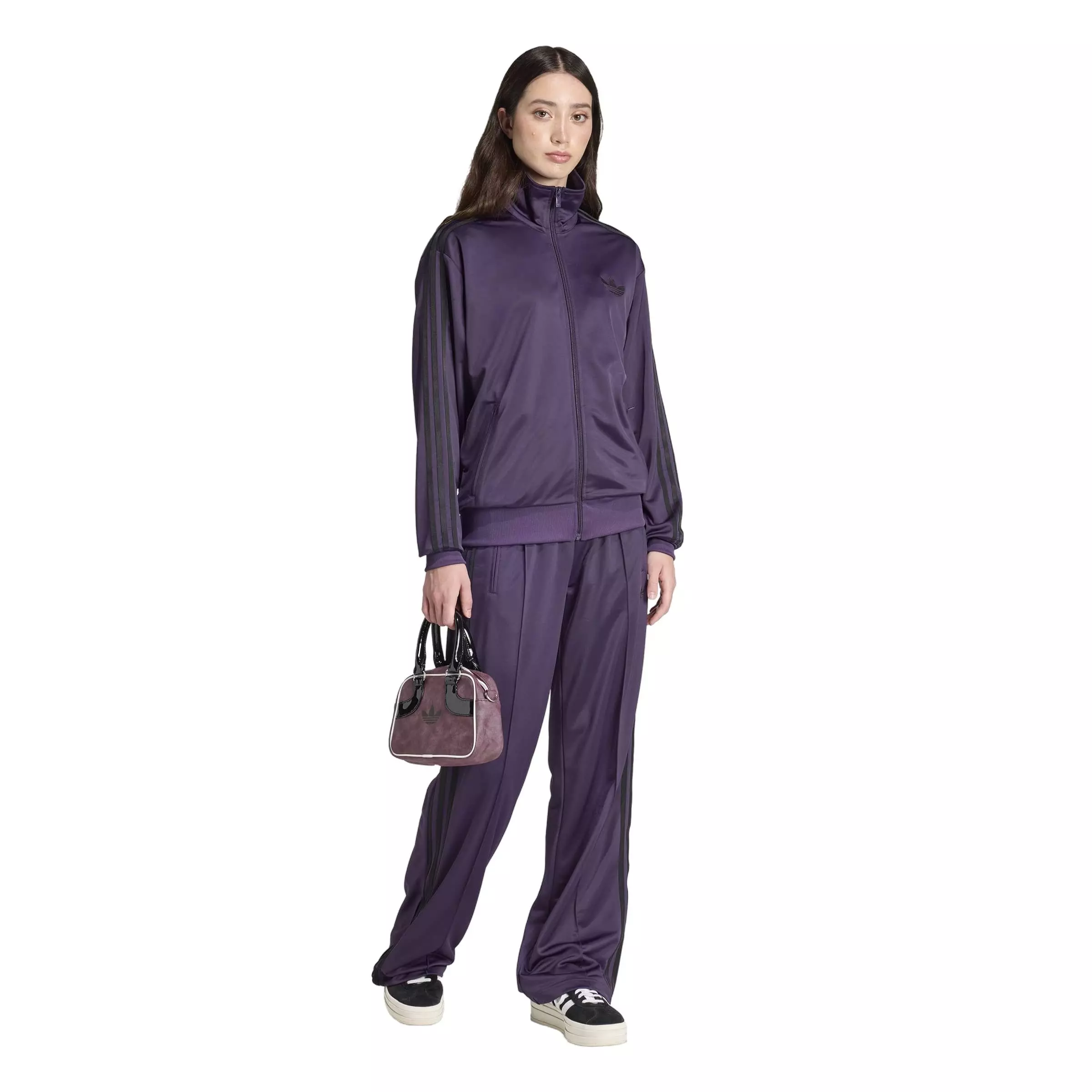 adidas Originals Women's Adicolor Classic Firebird Loose Track Top -Purple/Black - PURPLE/BLACK