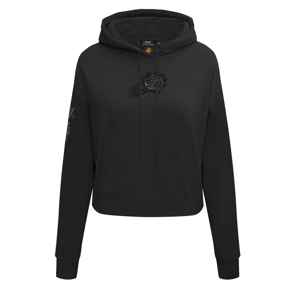 Pro Standard Women's Phoenix Suns Triple Black Fleece Cropped PO Hoodie - BLACK Thumbnail View 1