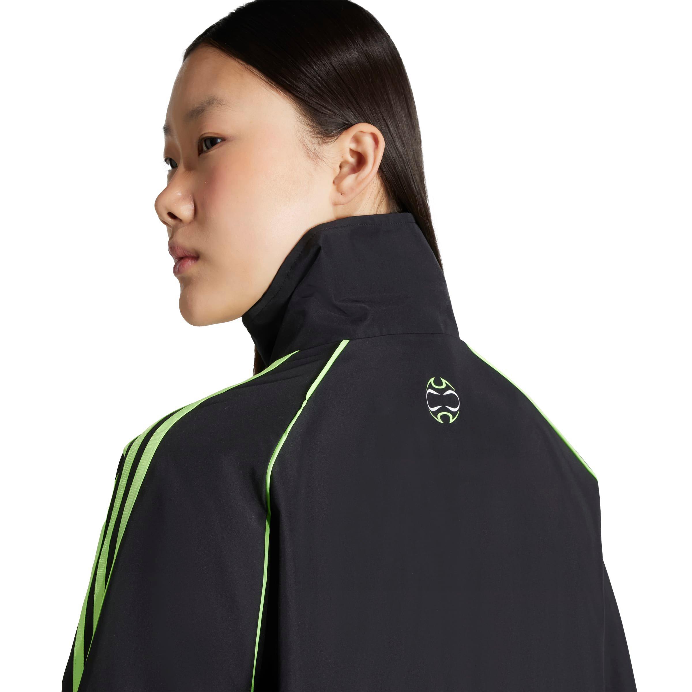 adidas Women's Teamgeist Adicolor Oversized Woven Track Top -Black/Green - BLACK/GREEN Thumbnail View 4