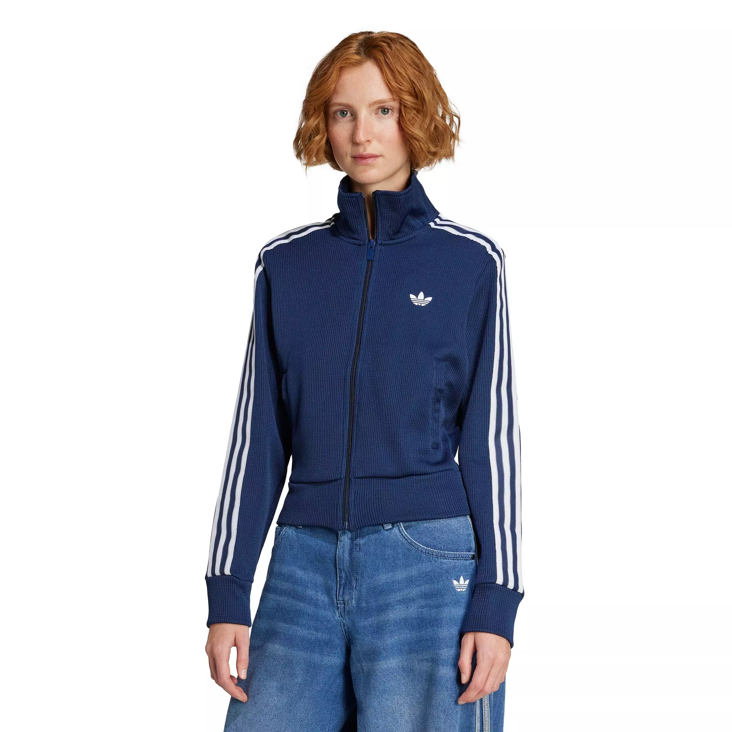 adidas Originals Women's Firebird Adicolor Knit Track Top - Navy/White - NAVY/WHITE