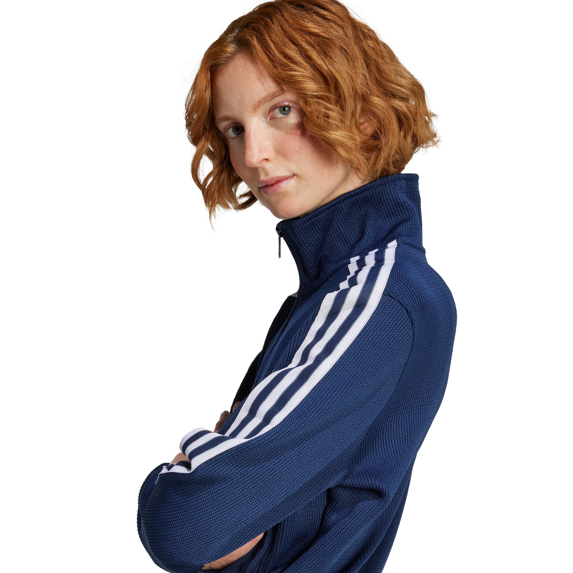 adidas Originals Women's Firebird Adicolor Knit Track Top -Navy/White - NAVY/WHITE Thumbnail View 4