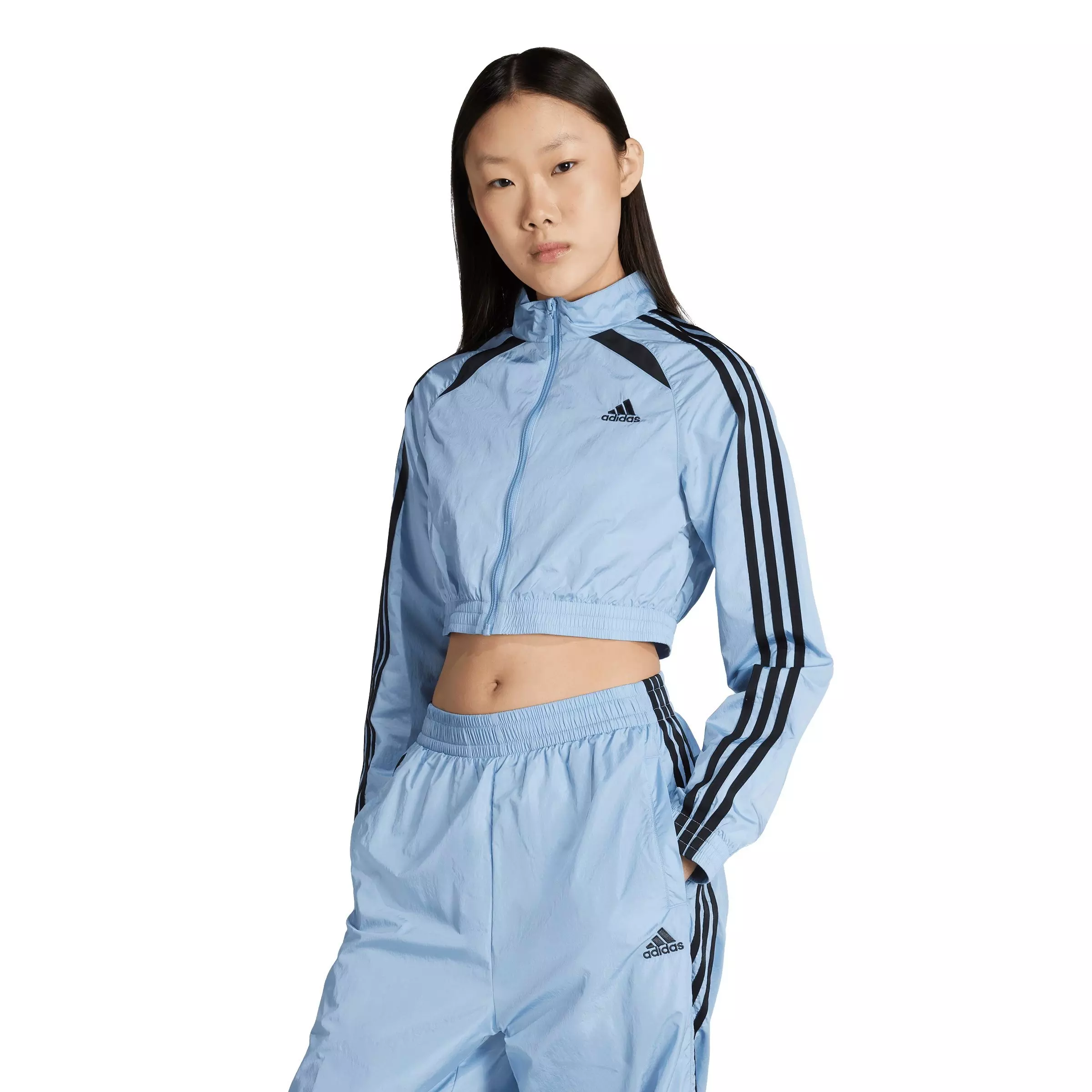 adidas Women's Teamgeist Adicolor Cropped Track Top - Blue - BLUE