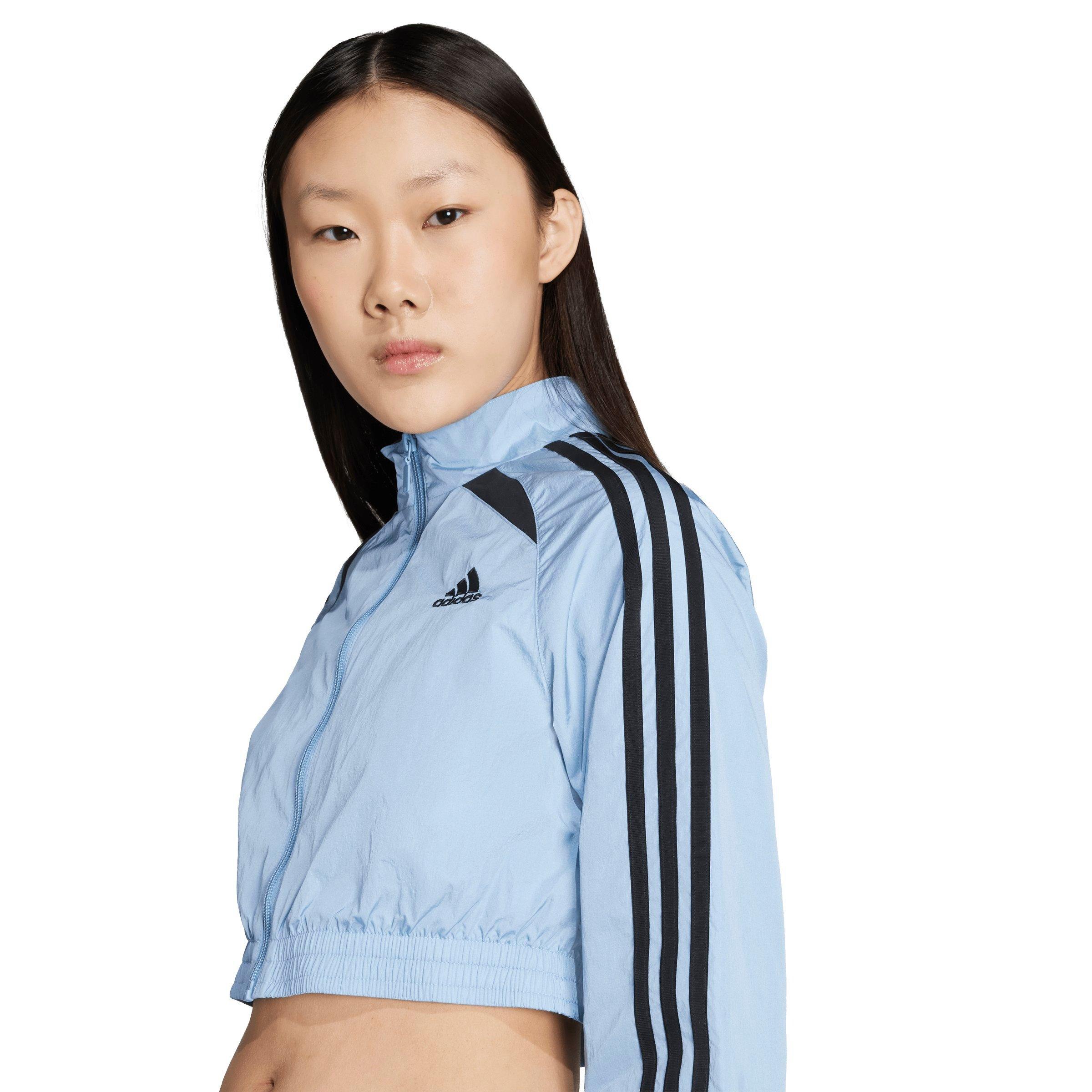 adidas Women's Teamgeist Adicolor Cropped Track Top -Blue - BLUE Thumbnail View 3