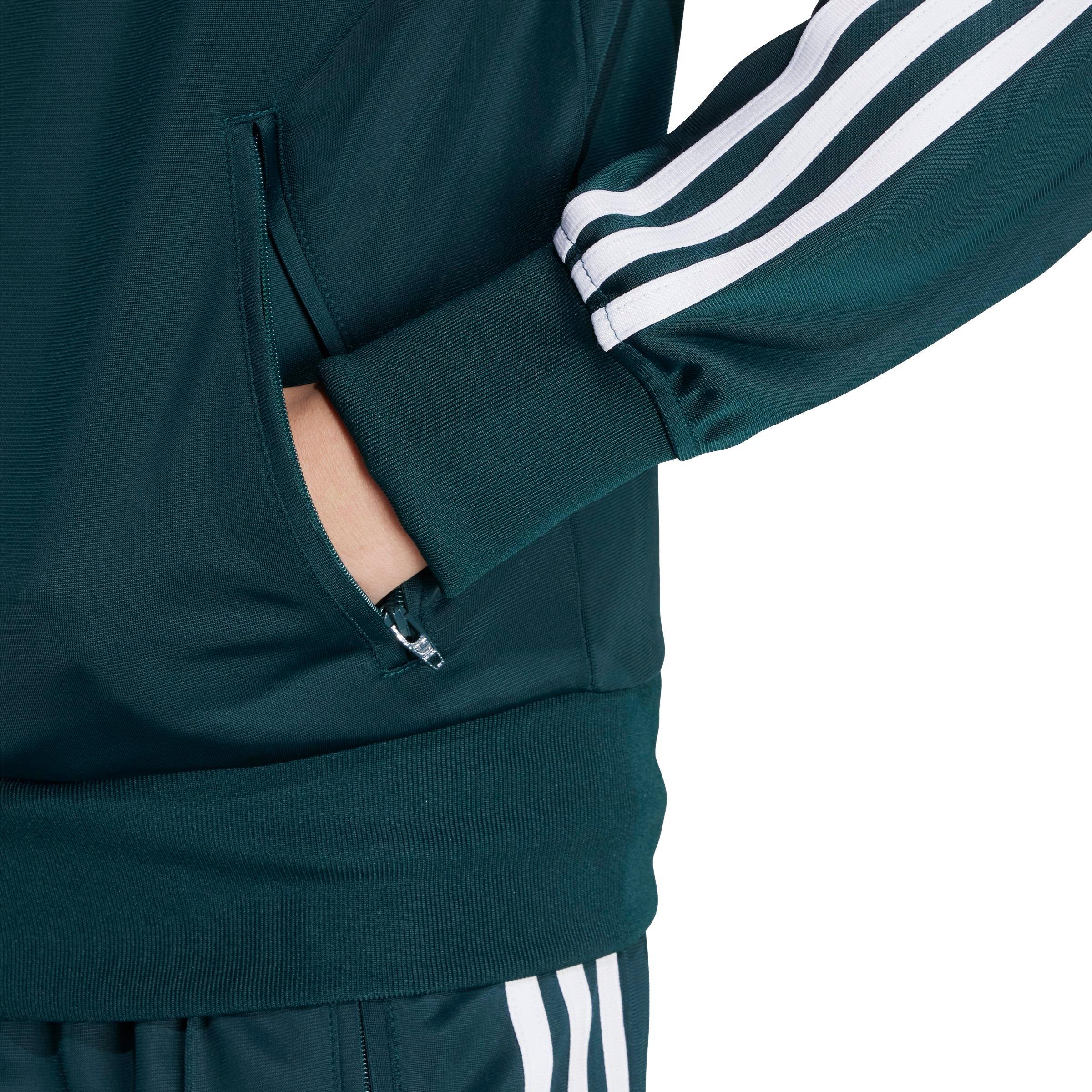 adidas Originals Women's Adicolor Classic Firebird Loose Track Top -Green/White - GREEN/WHITE Thumbnail View 4