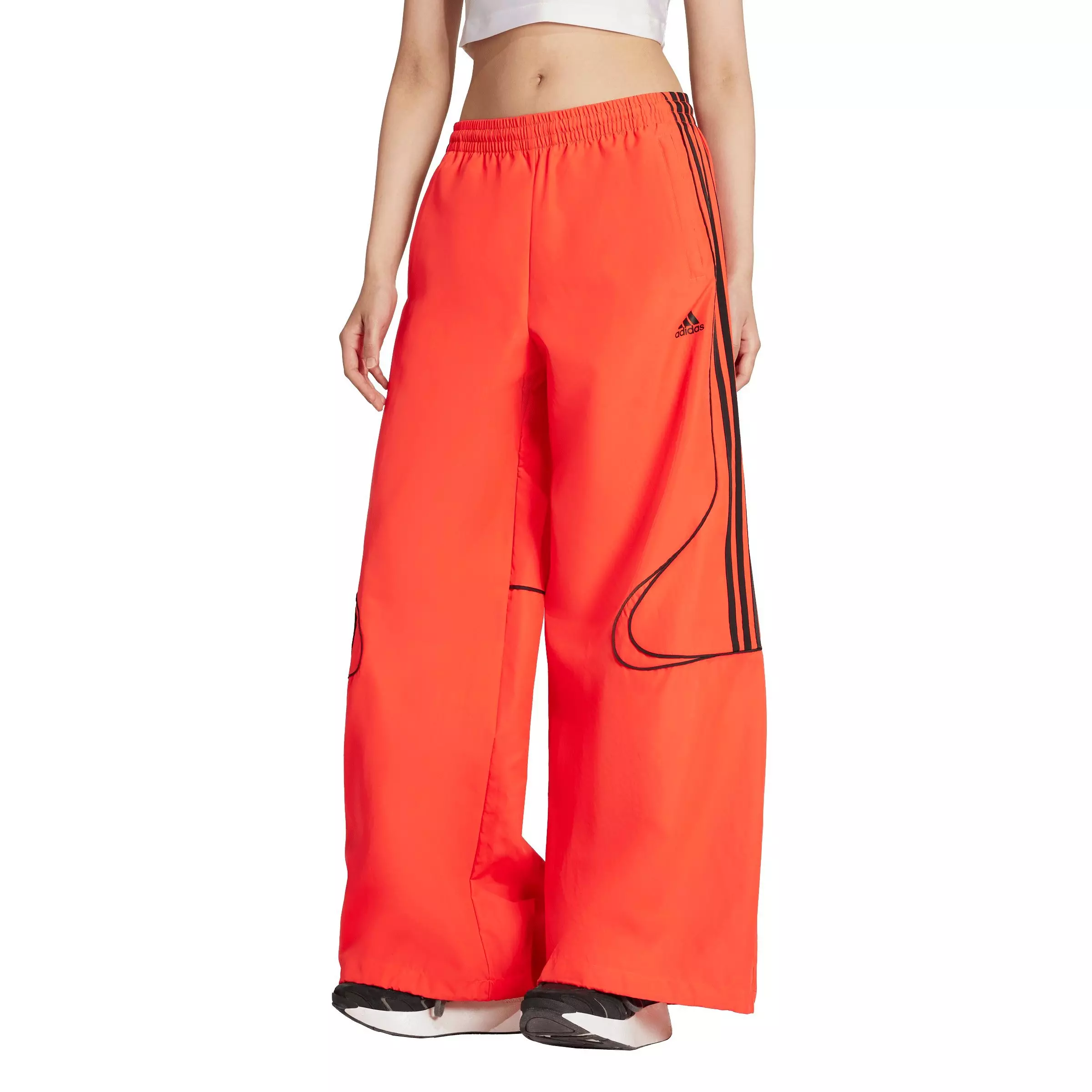 adidas Women's Teamgeist Adicolor Oversized Woven Track Pant -Red/Black - RED/BLACK