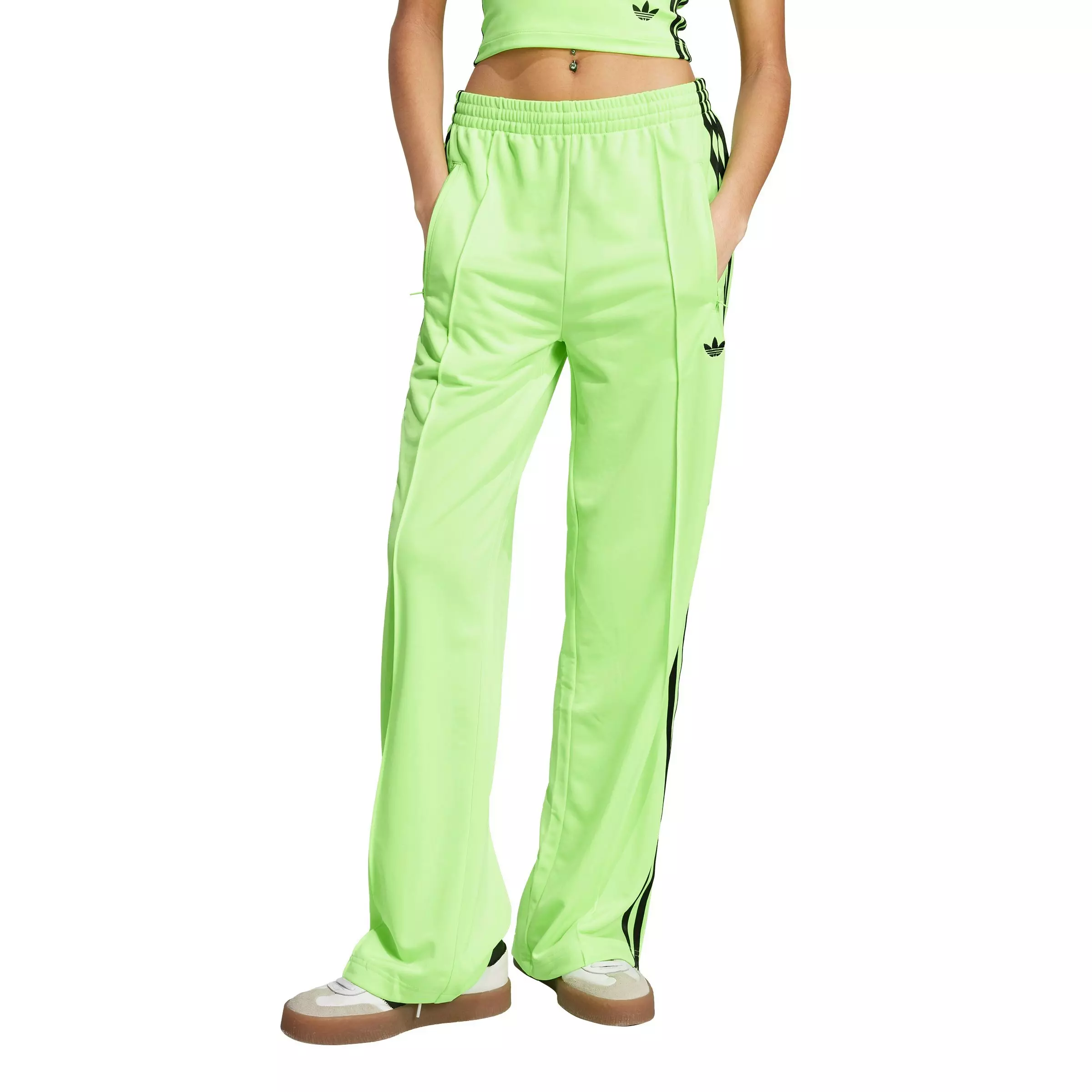adidas Originals Women's Adicolor Classic Firebird Loose Track Tracksuit Bottoms -Green/Black - GREEN/BLACK