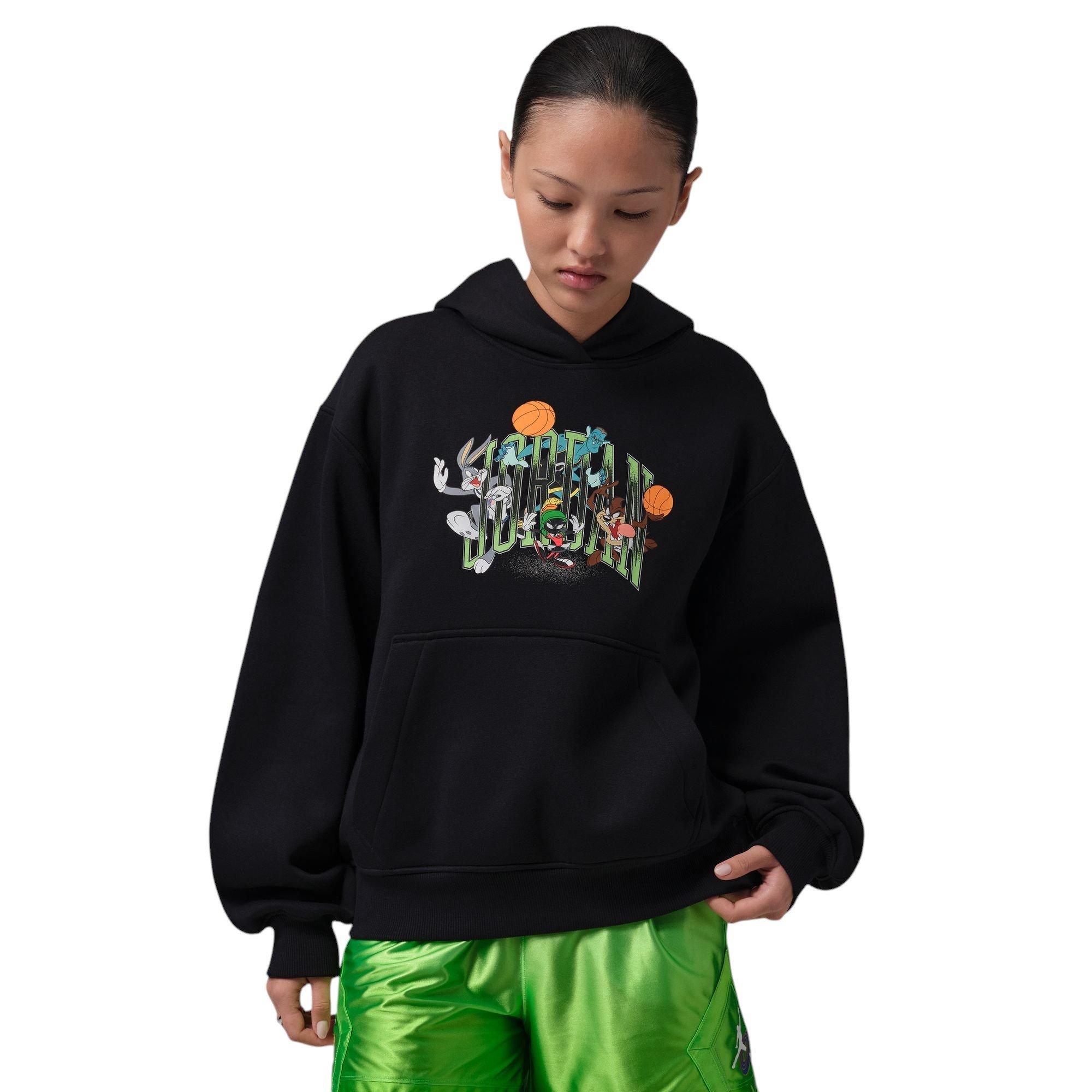 Jordan "Space Jam" Women's Fleece Pullover Hoodie - BLACK/WHITE