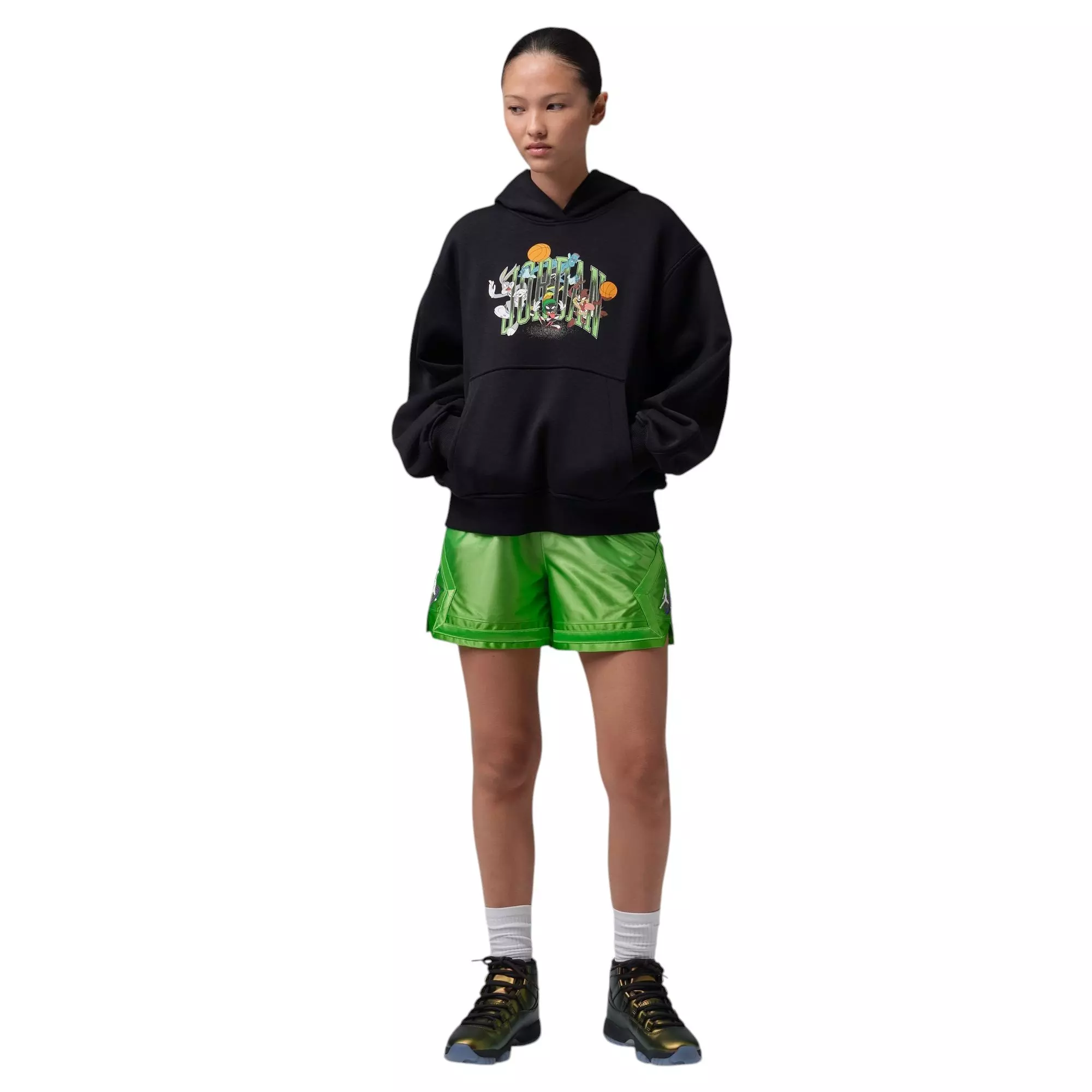 Jordan "Space Jam" Women's Fleece Pullover Hoodie - BLACK/WHITE
