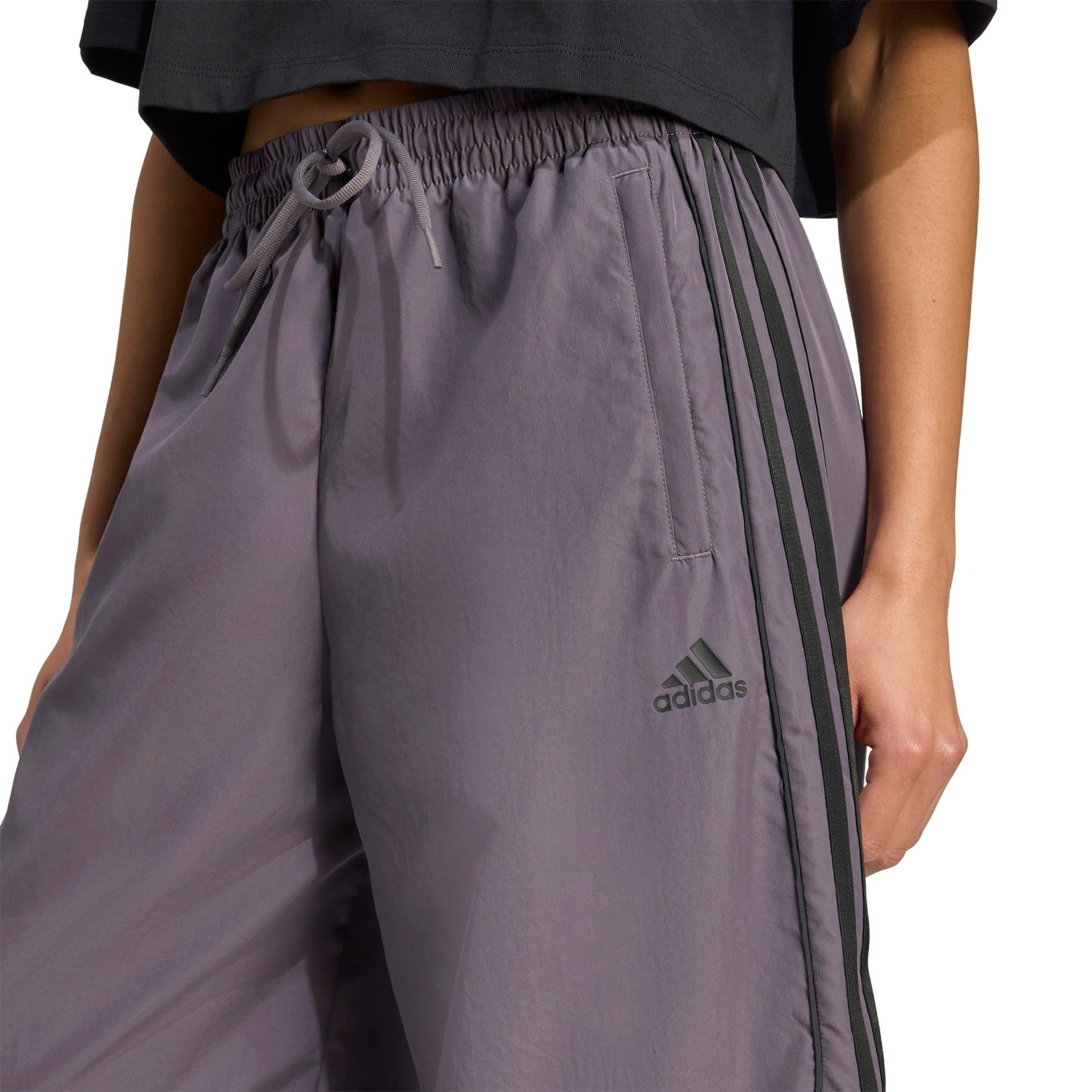 adidas Women's Teamgeist Adicolor Oversized Woven Track Pant -Grey/Black - GREY/BLACK Thumbnail View 3
