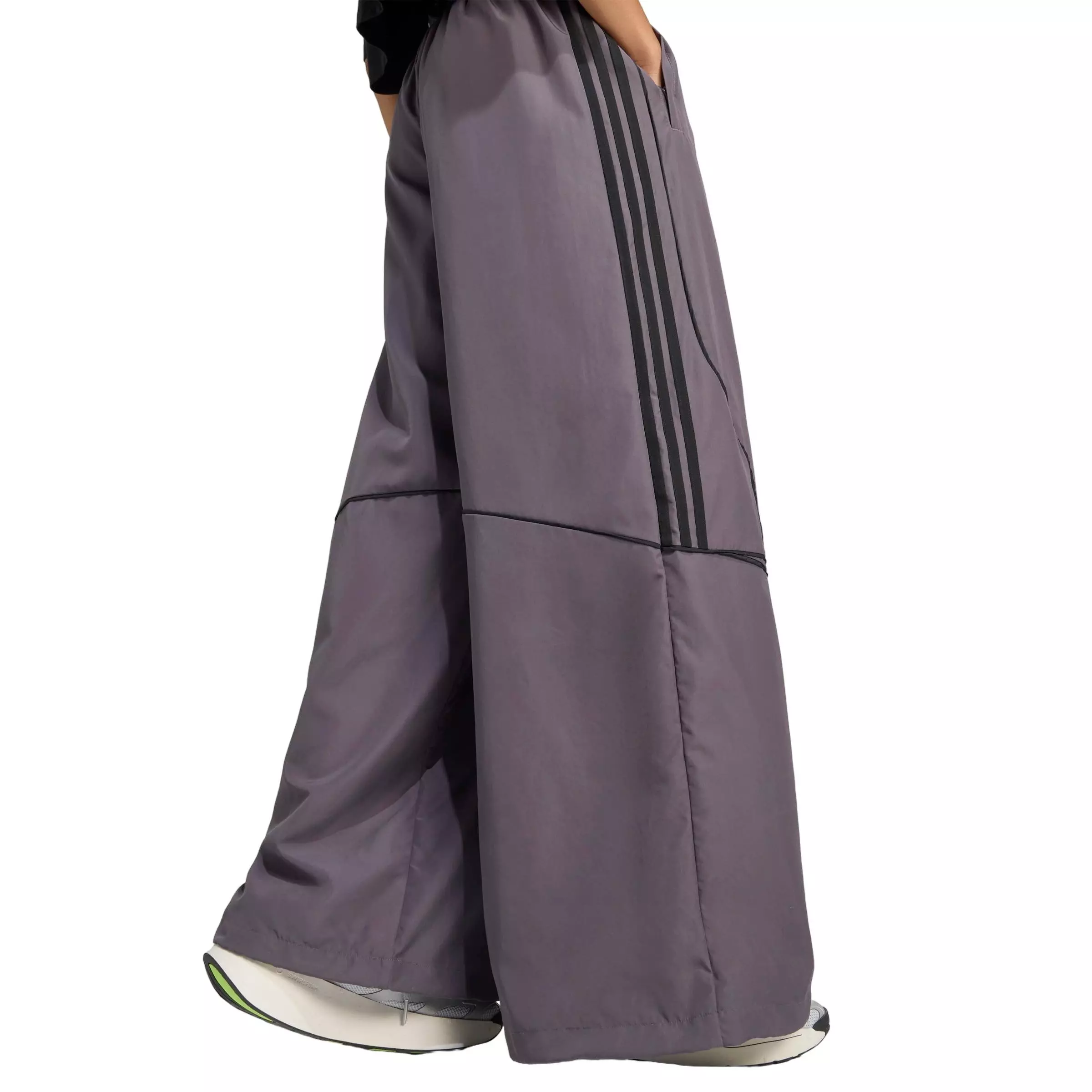 adidas Women's Teamgeist Adicolor Oversized Woven Track Pant - Grey/Black - GREY/BLACK