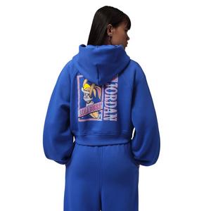 Jordan Brooklyn "Space Jam" Women's Full-Zip Cropped Fleece Jacket - ROYAL/WHITE